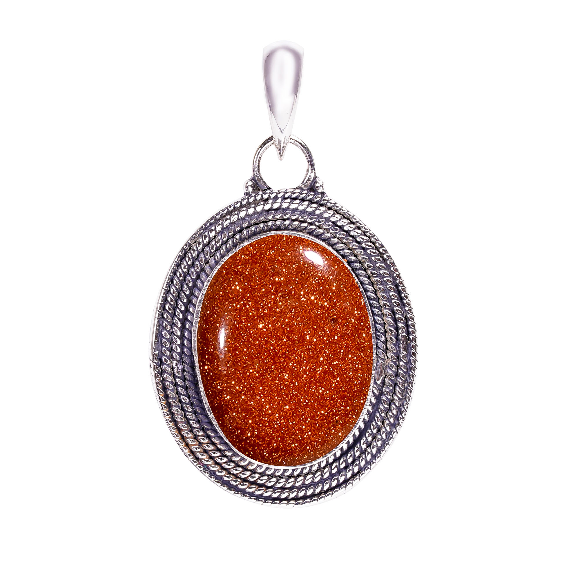 Golden Sunstone - Simulated 925 Solid Sterling Silver Pendant