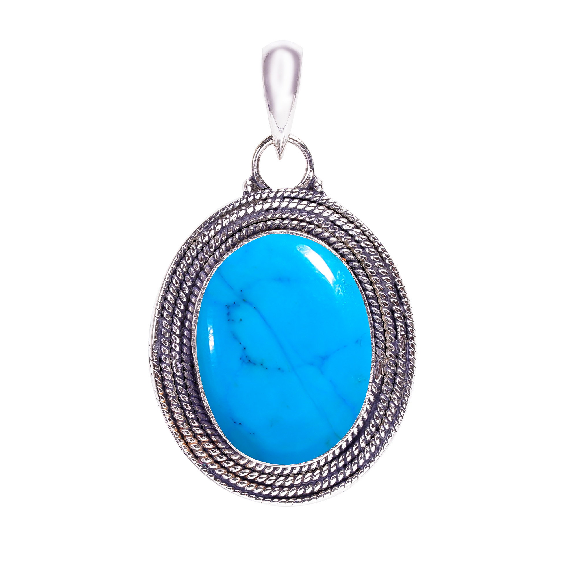 Magnesite Turquoise 925 Solid Sterling Silver Pendant
