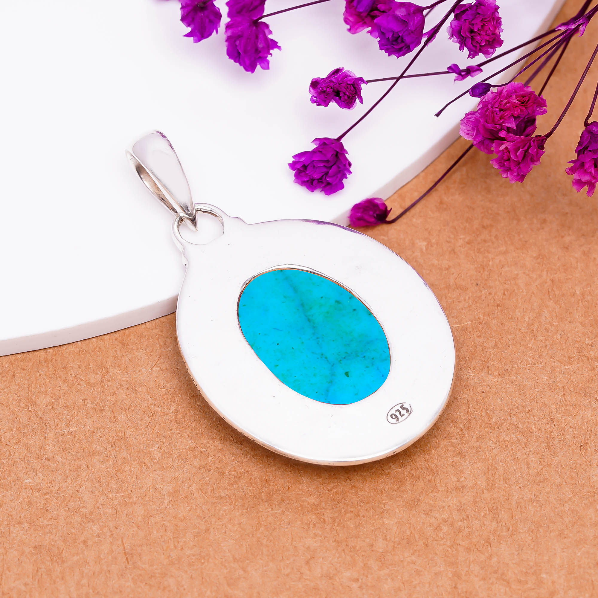 Magnesite Turquoise 925 Solid Sterling Silver Pendant