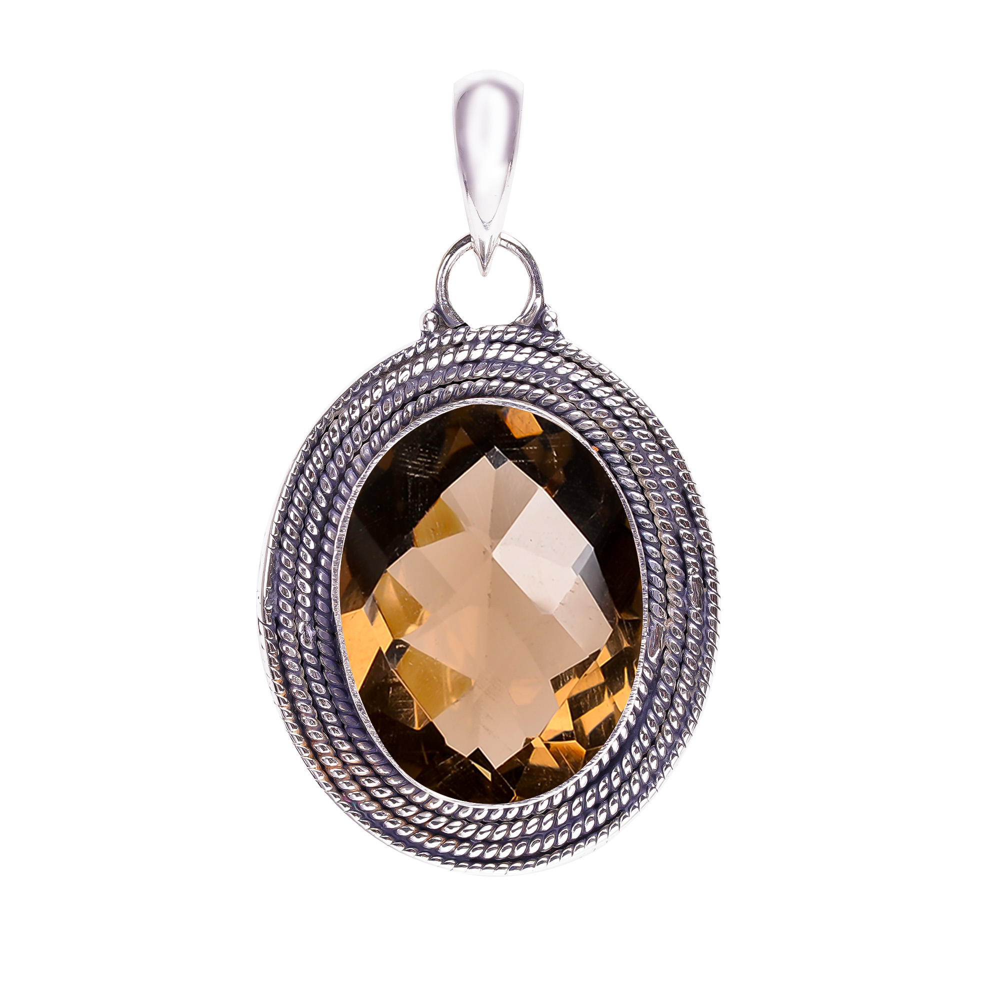 Smokey - Simulated 925 Solid Sterling Silver Pendant