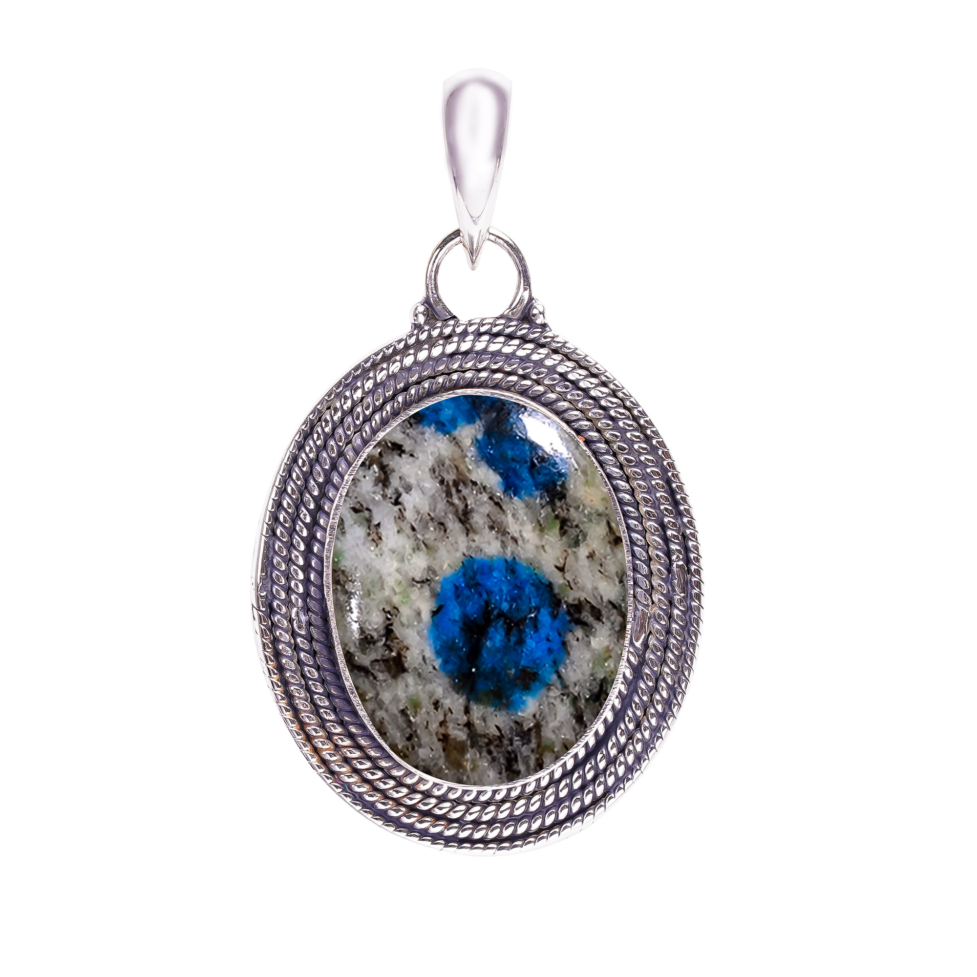 K2 Blue Azurite - Pakistan 925 Solid Sterling Silver Pendant