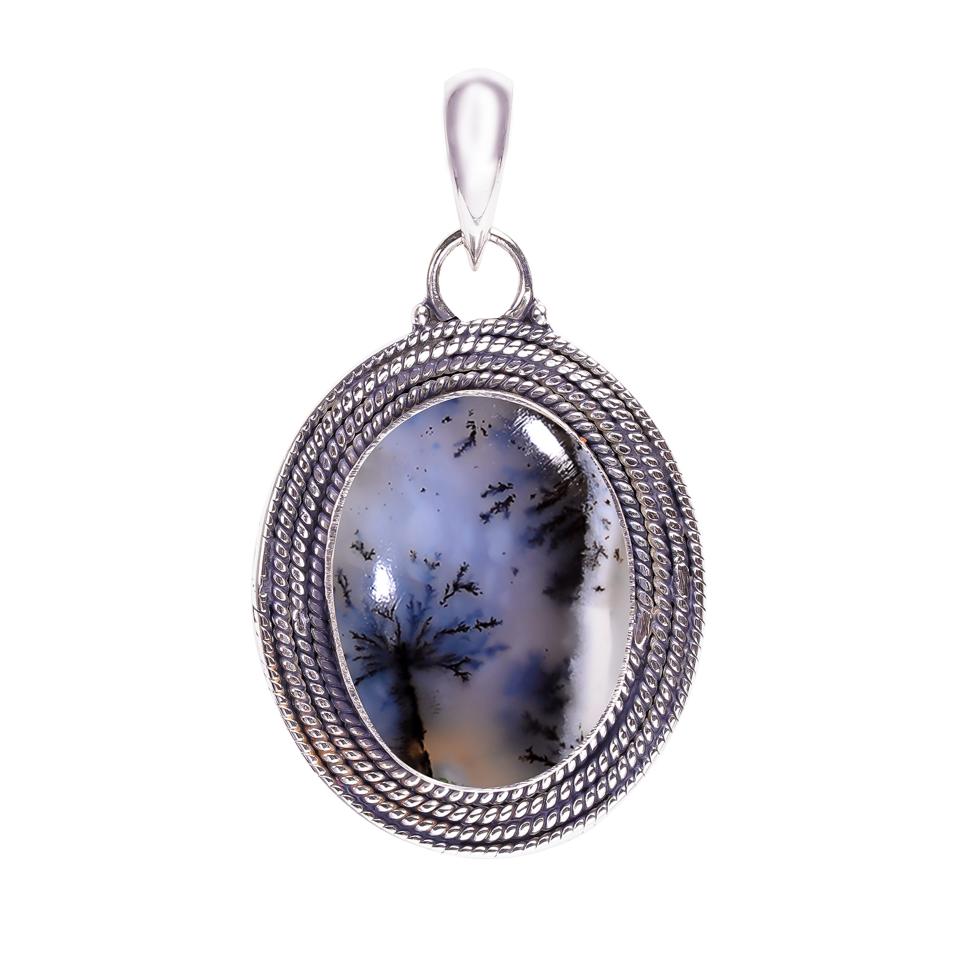 Dendritic Agate - Brazil 925 Solid Sterling Silver Pendant