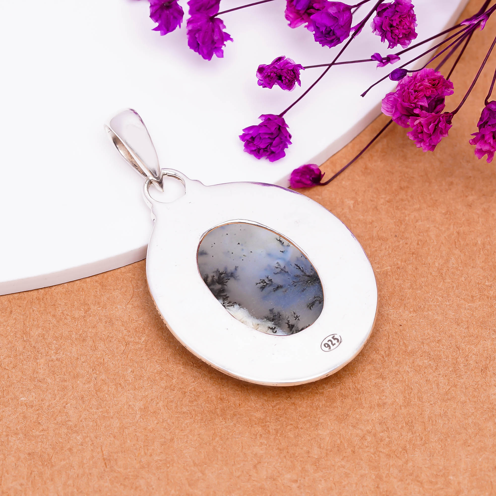 Dendritic Agate - Brazil 925 Solid Sterling Silver Pendant