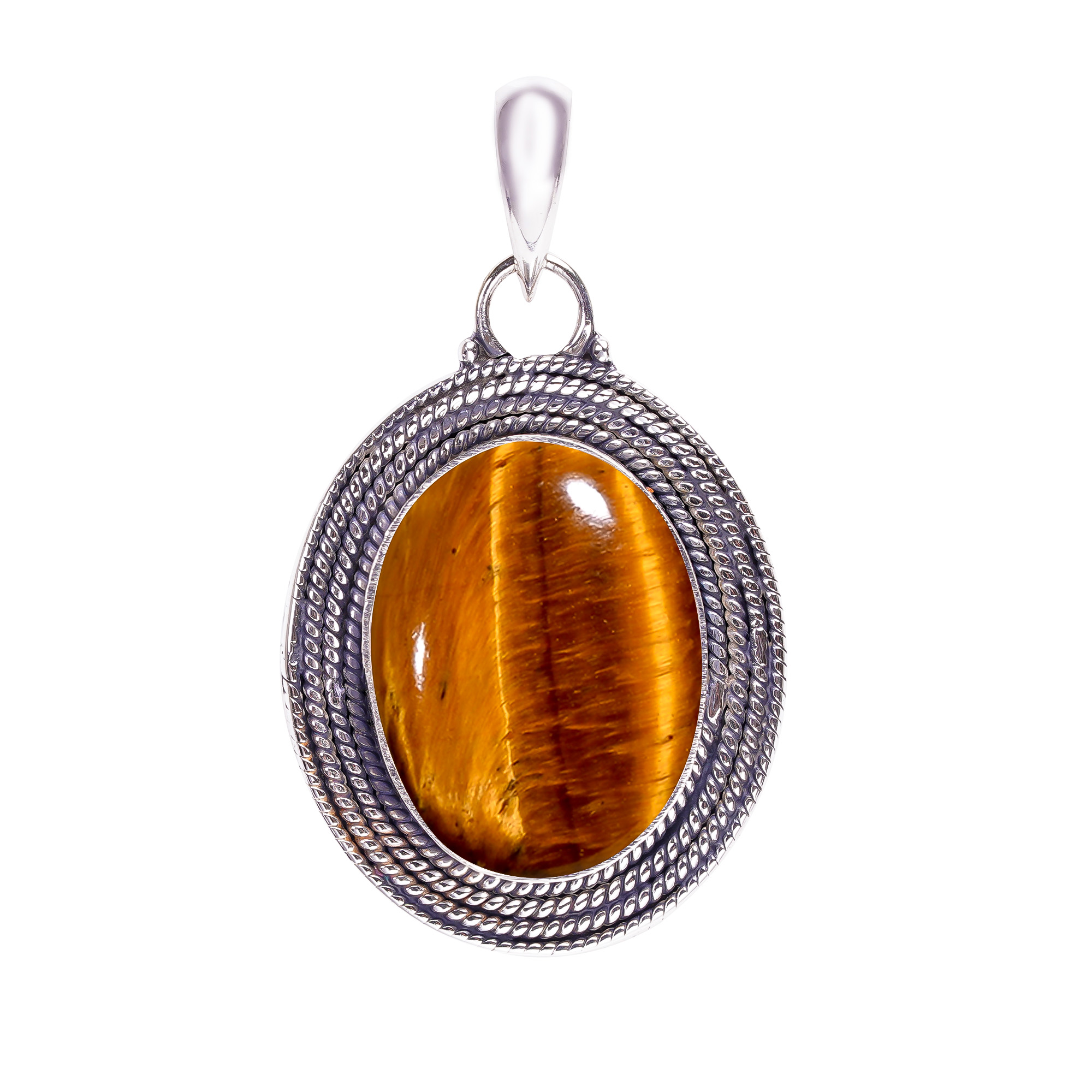 Yellow Tiger Eye - South Africa 925 Solid Sterling Silver Pendant