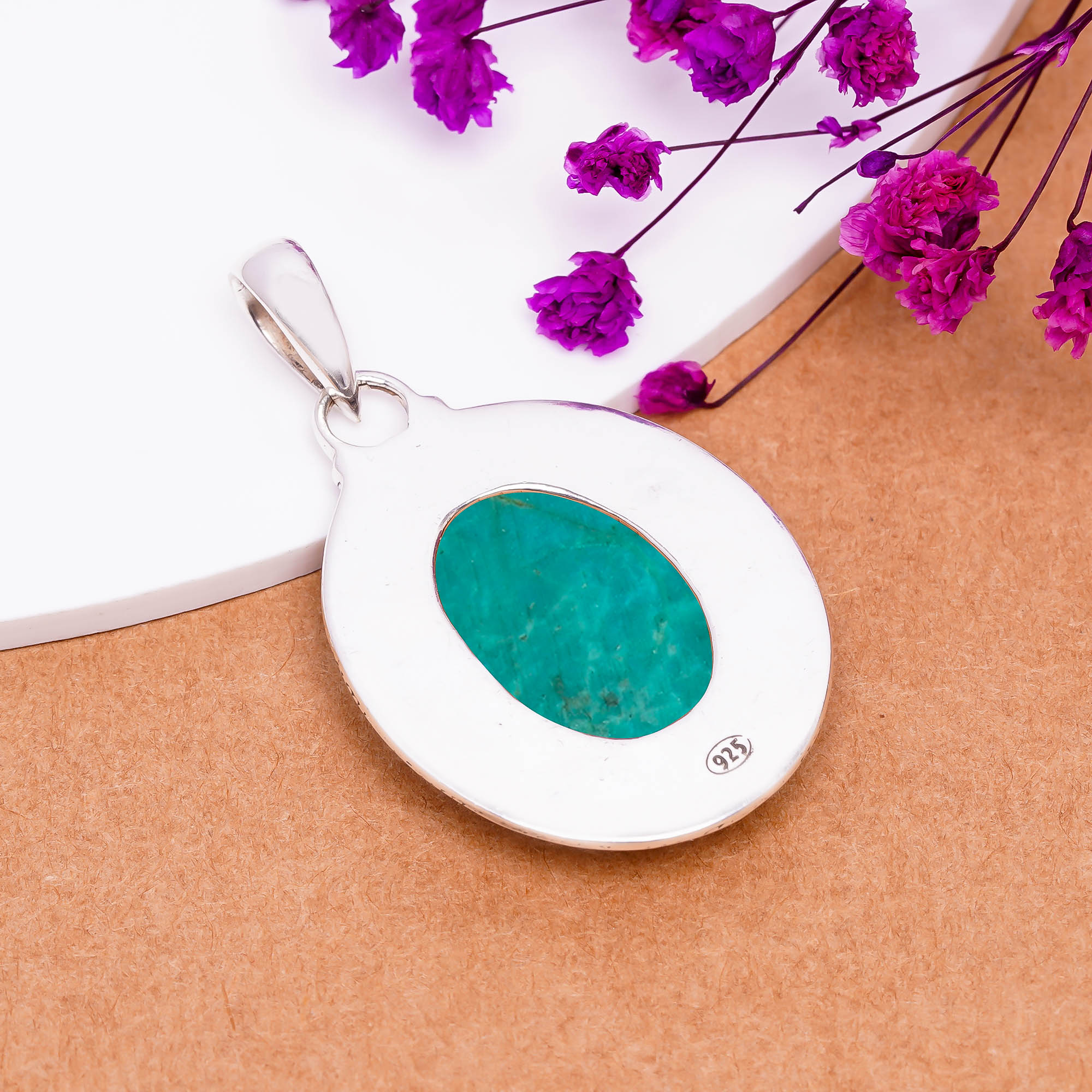 Turquoise - Tibet 925 Solid Sterling Silver Pendant