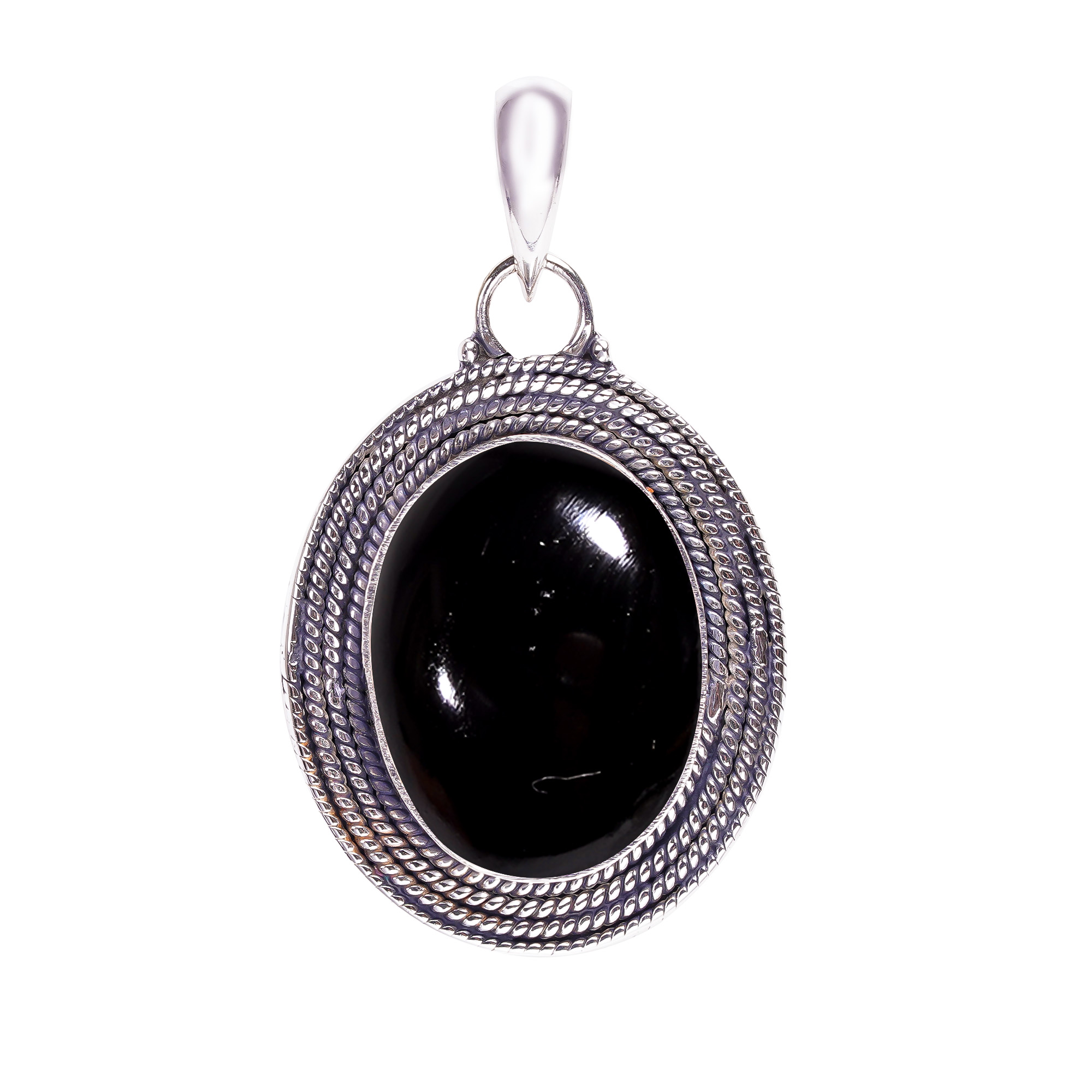 Black Onyx - Brazil 925 Solid Sterling Silver Pendant