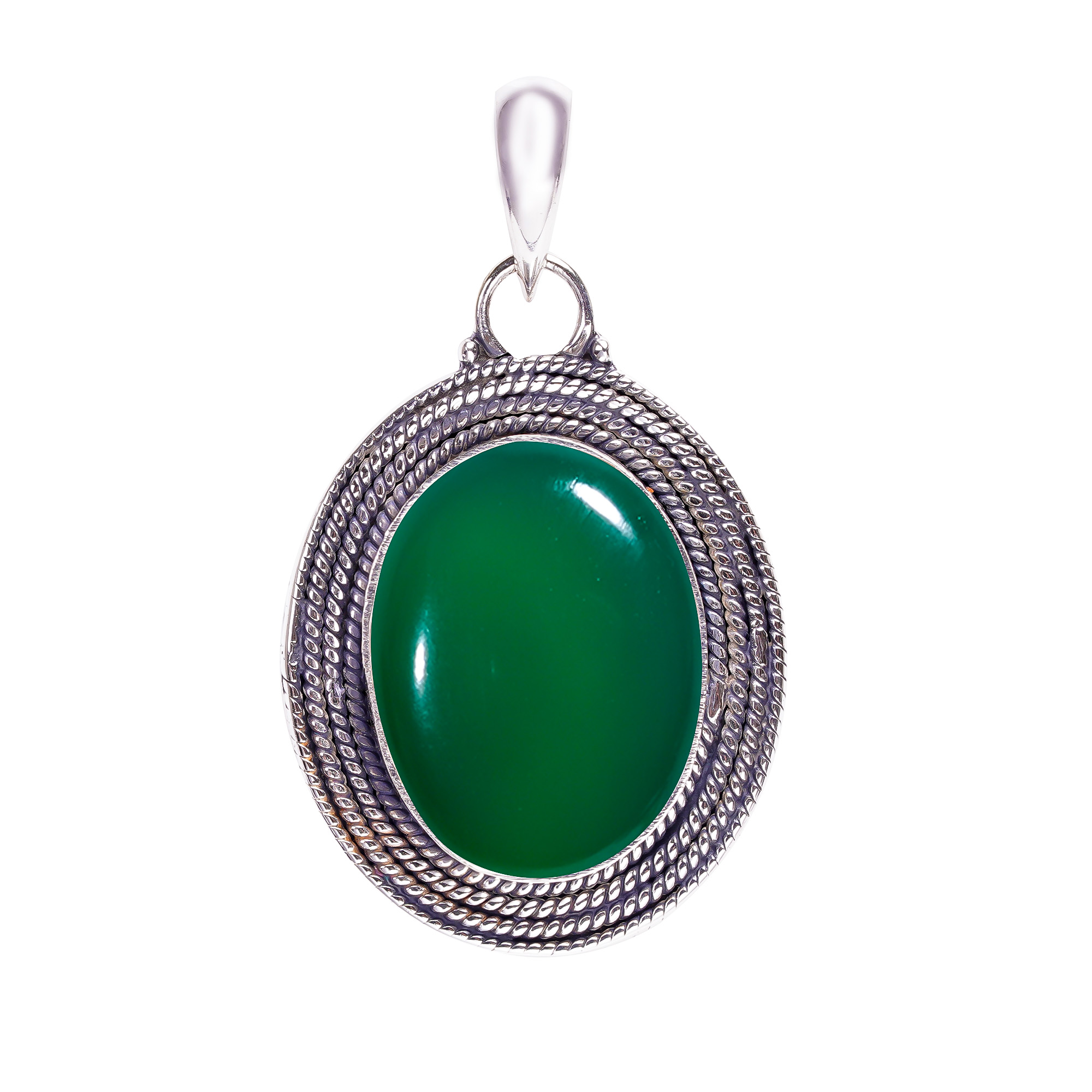 Green Onyx 925 Solid Sterling Silver Pendant
