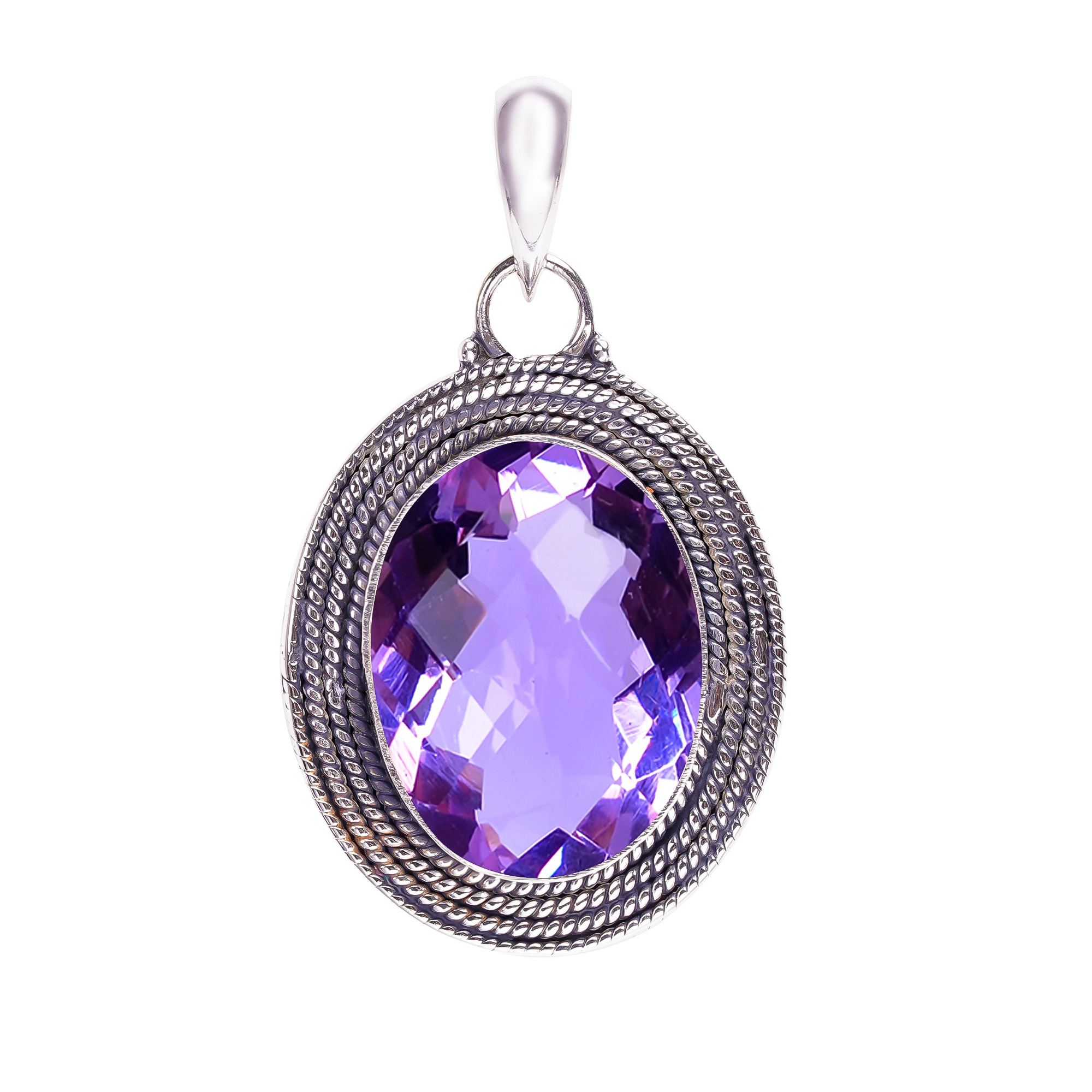 Colour Changing Alexandrite - Simulated 925 Solid Sterling Silver Pendant