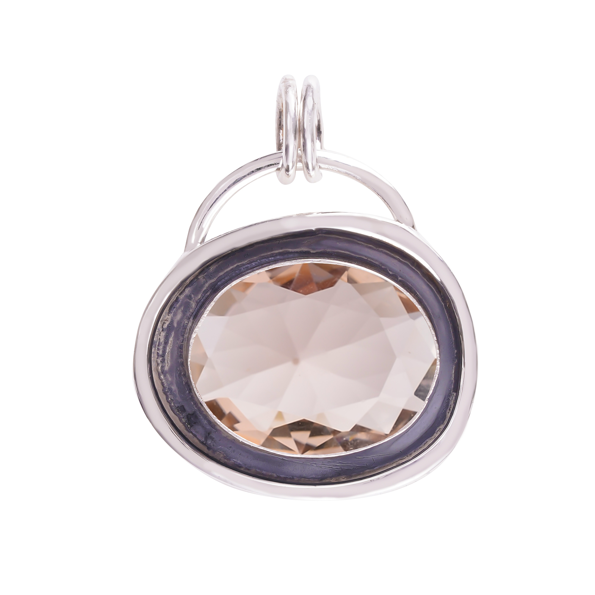 Morganite - Simulated 925 Solid Sterling Silver Pendant