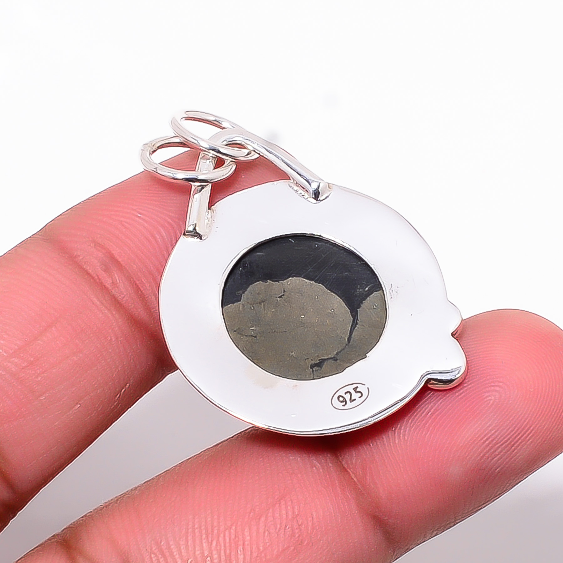 Healer'S Gold Pyrite In Magnetite 925 Solid Sterling Silver Pendant