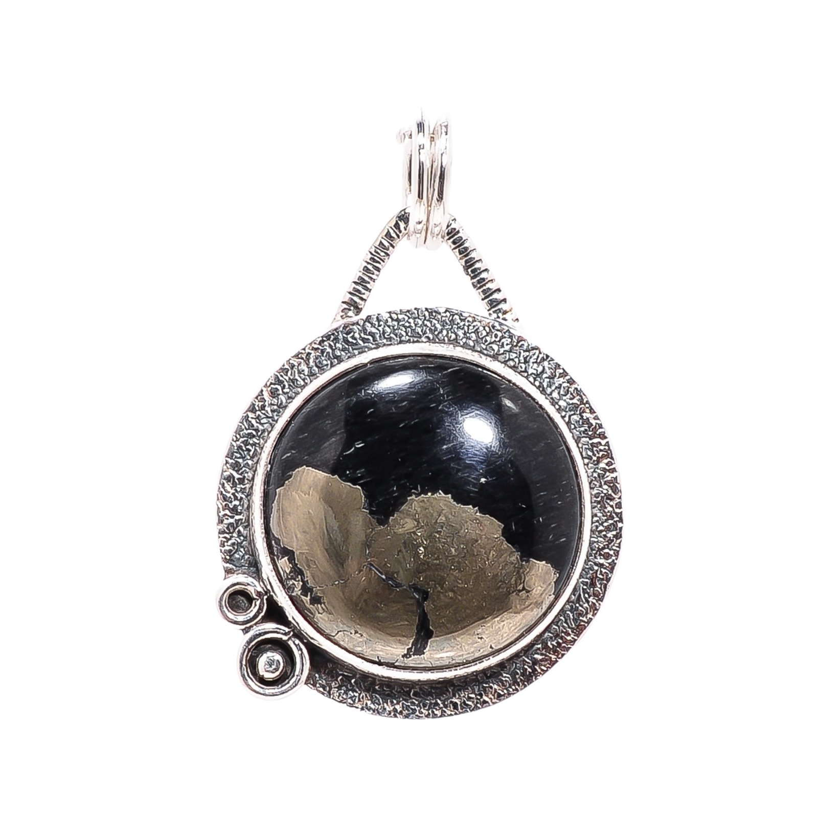 Healer'S Gold Pyrite In Magnetite 925 Solid Sterling Silver Pendant
