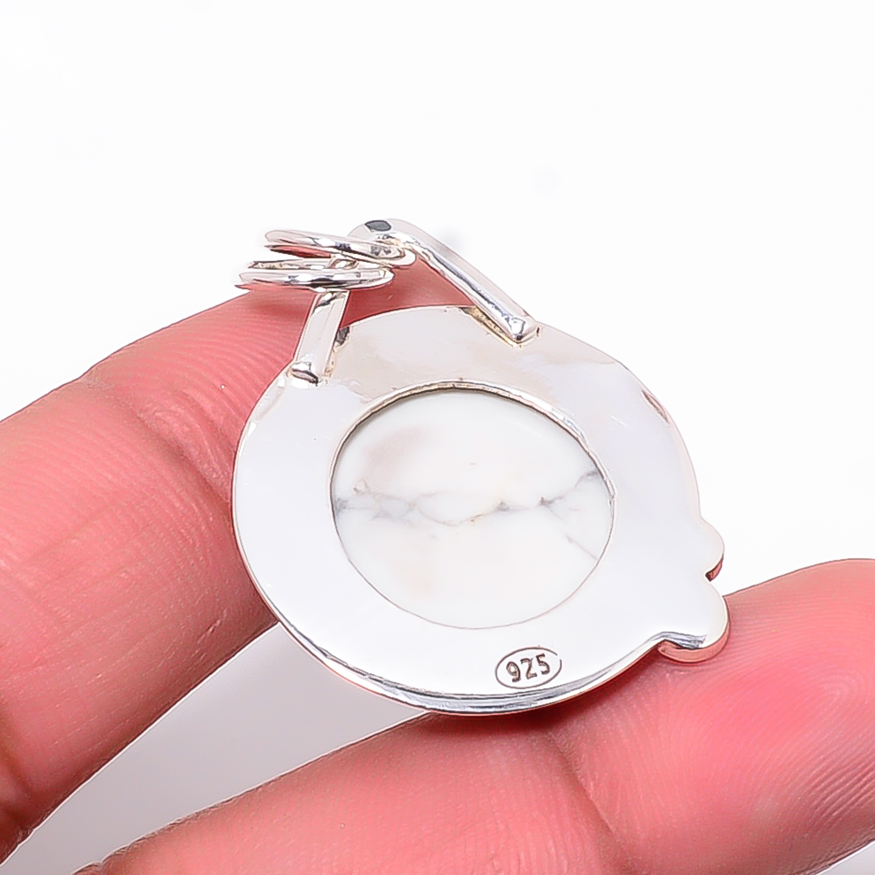 Natural White Howlite - United States 925 Solid Sterling Silver Pendant