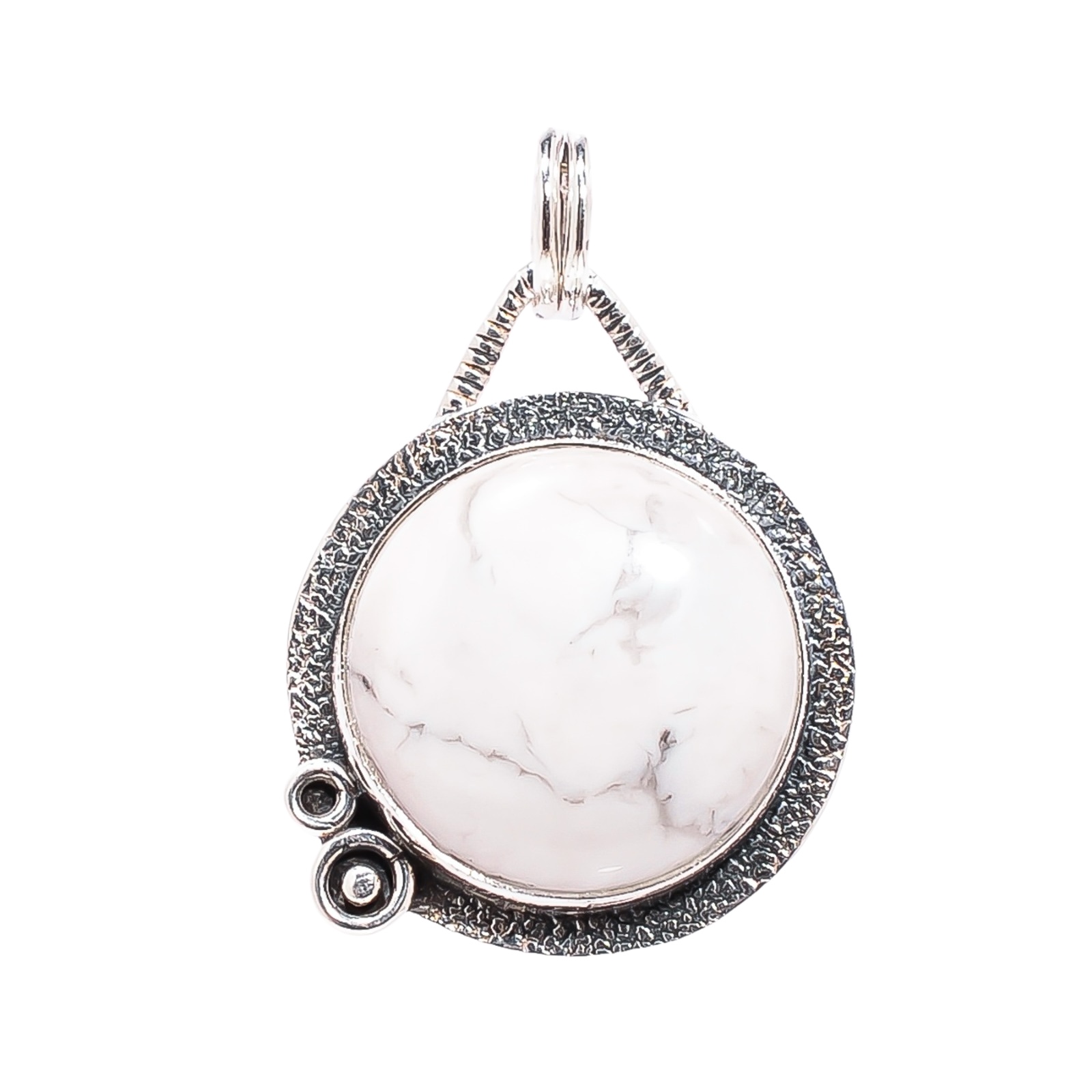 Natural White Howlite - United States 925 Solid Sterling Silver Pendant