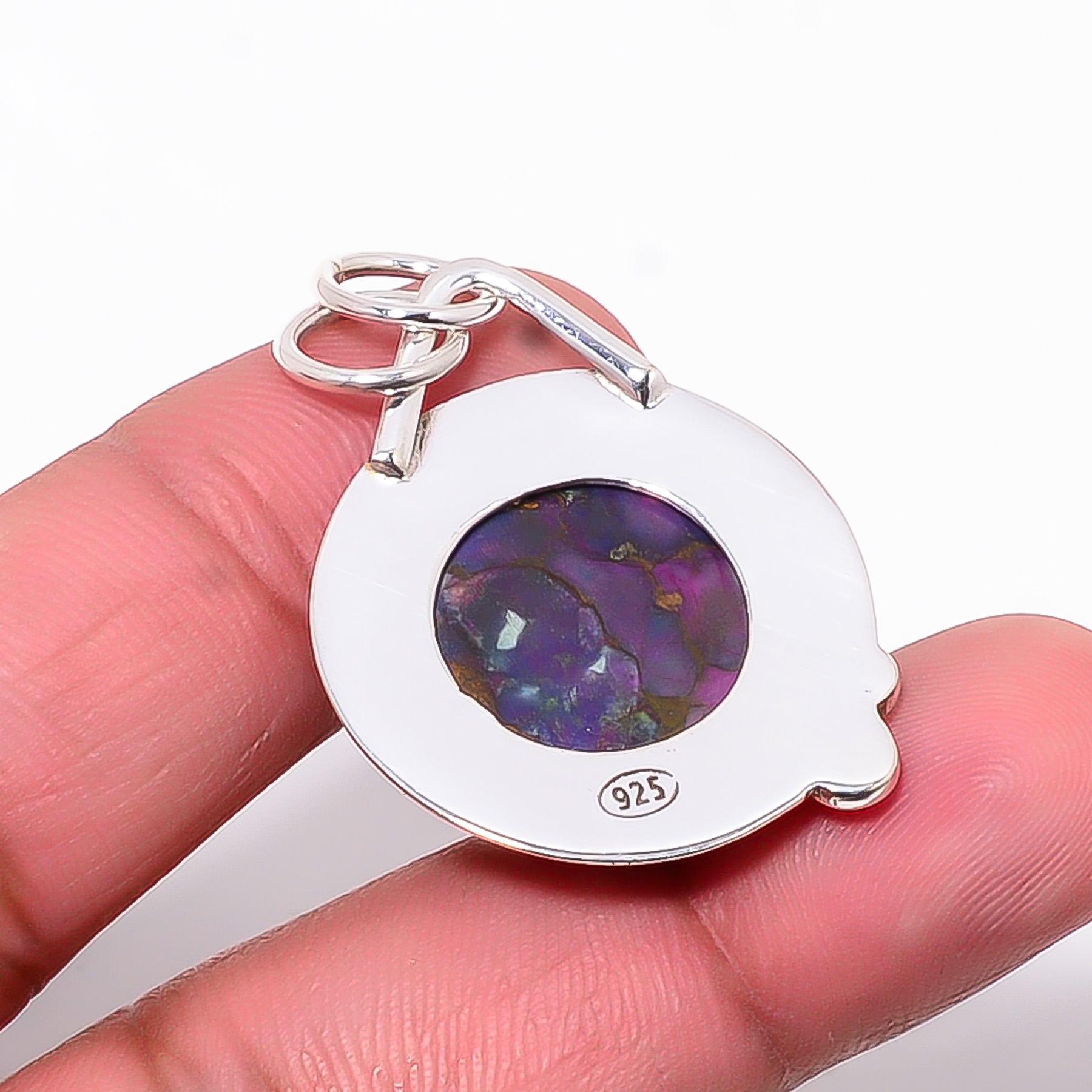 Copper Purple Turquoise 925 Solid Sterling Silver Pendant