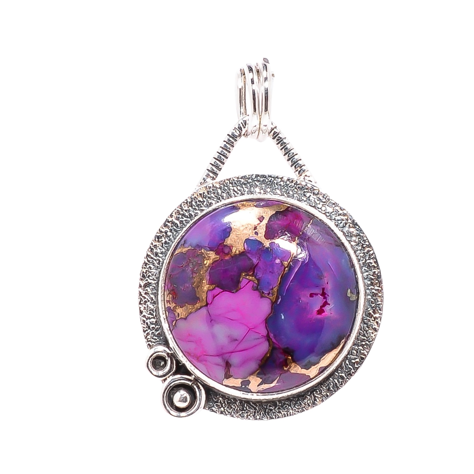 Copper Purple Turquoise 925 Solid Sterling Silver Pendant