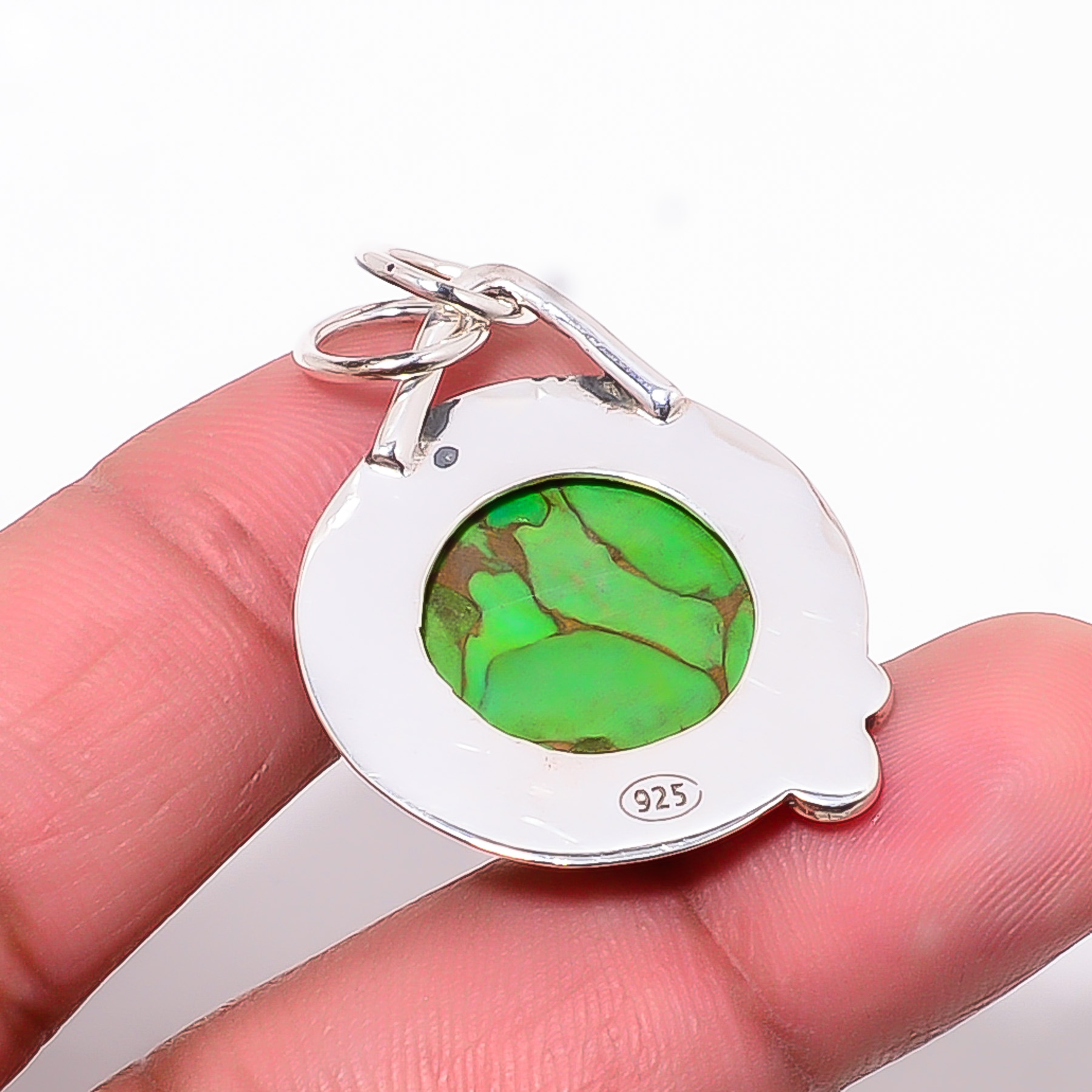 Copper Green Turquoise 925 Solid Sterling Silver Pendant