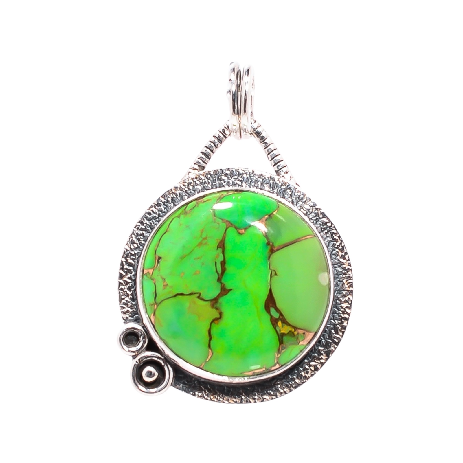 Copper Green Turquoise 925 Solid Sterling Silver Pendant