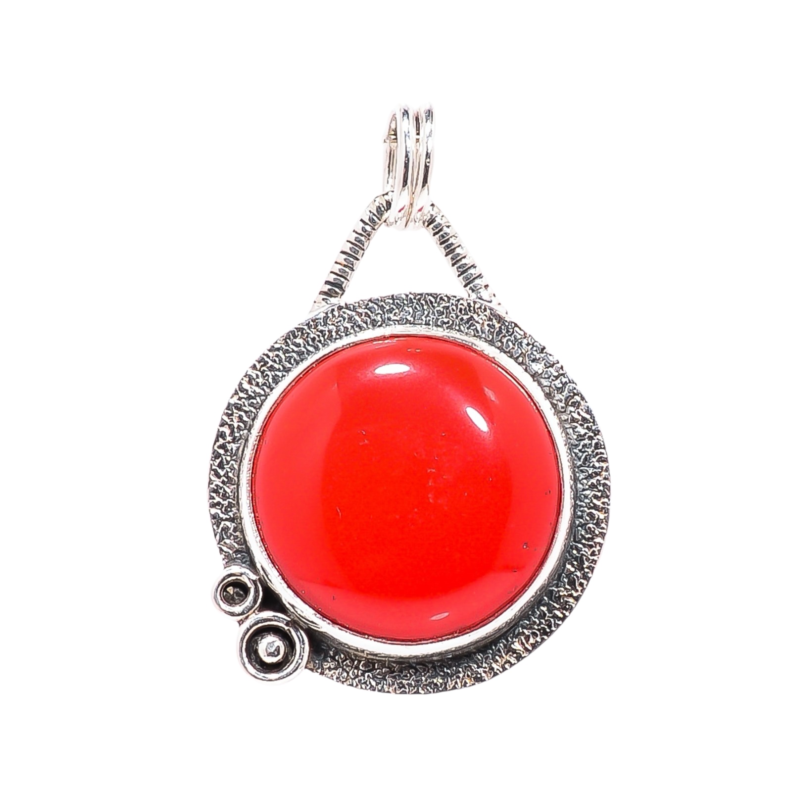 Red Coral - Simulated 925 Solid Sterling Silver Pendant