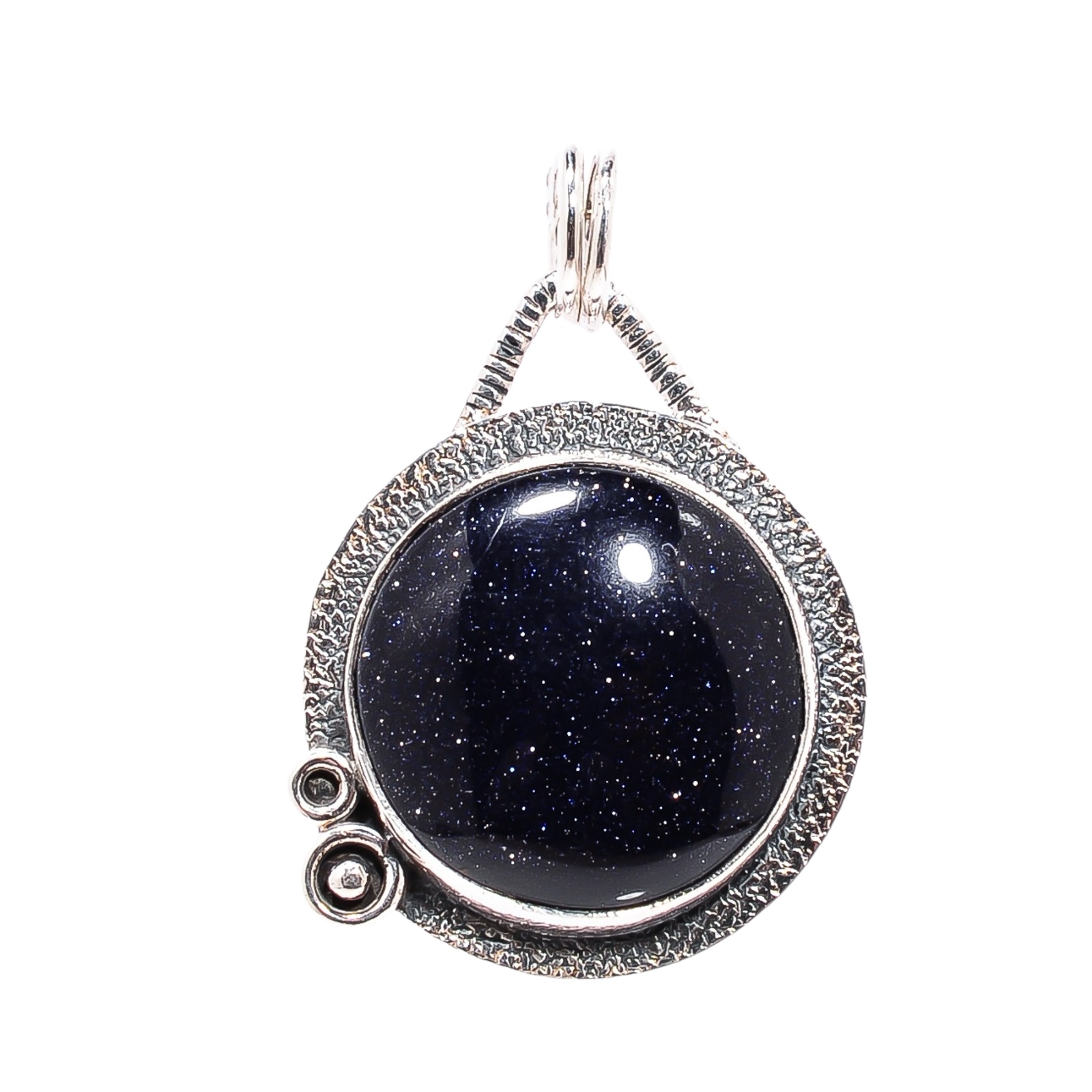 Blue Sunstone - Simulated 925 Solid Sterling Silver Pendant