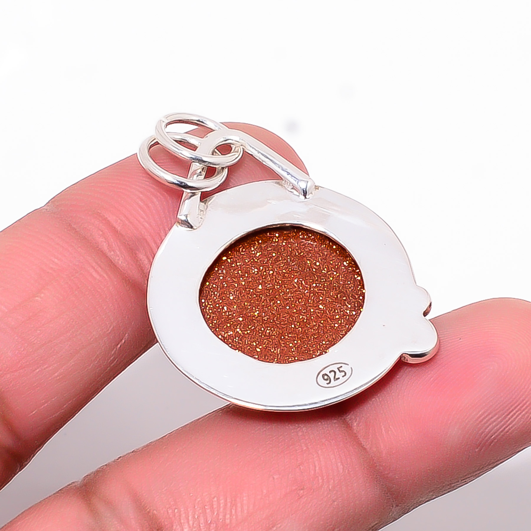 Golden Sunstone - Simulated 925 Solid Sterling Silver Pendant