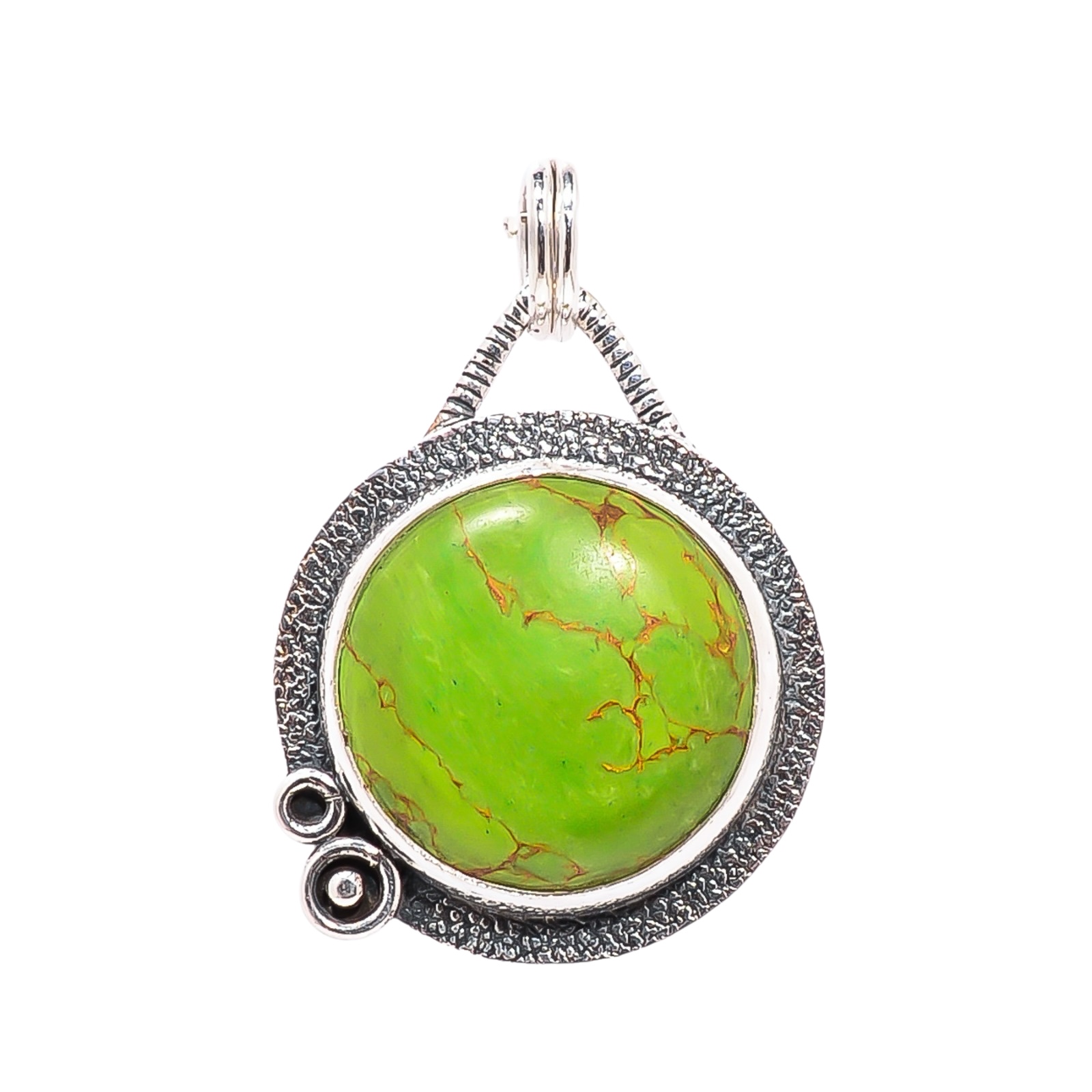 Copper Green Turquoise - Simulated 925 Solid Sterling Silver Pendant