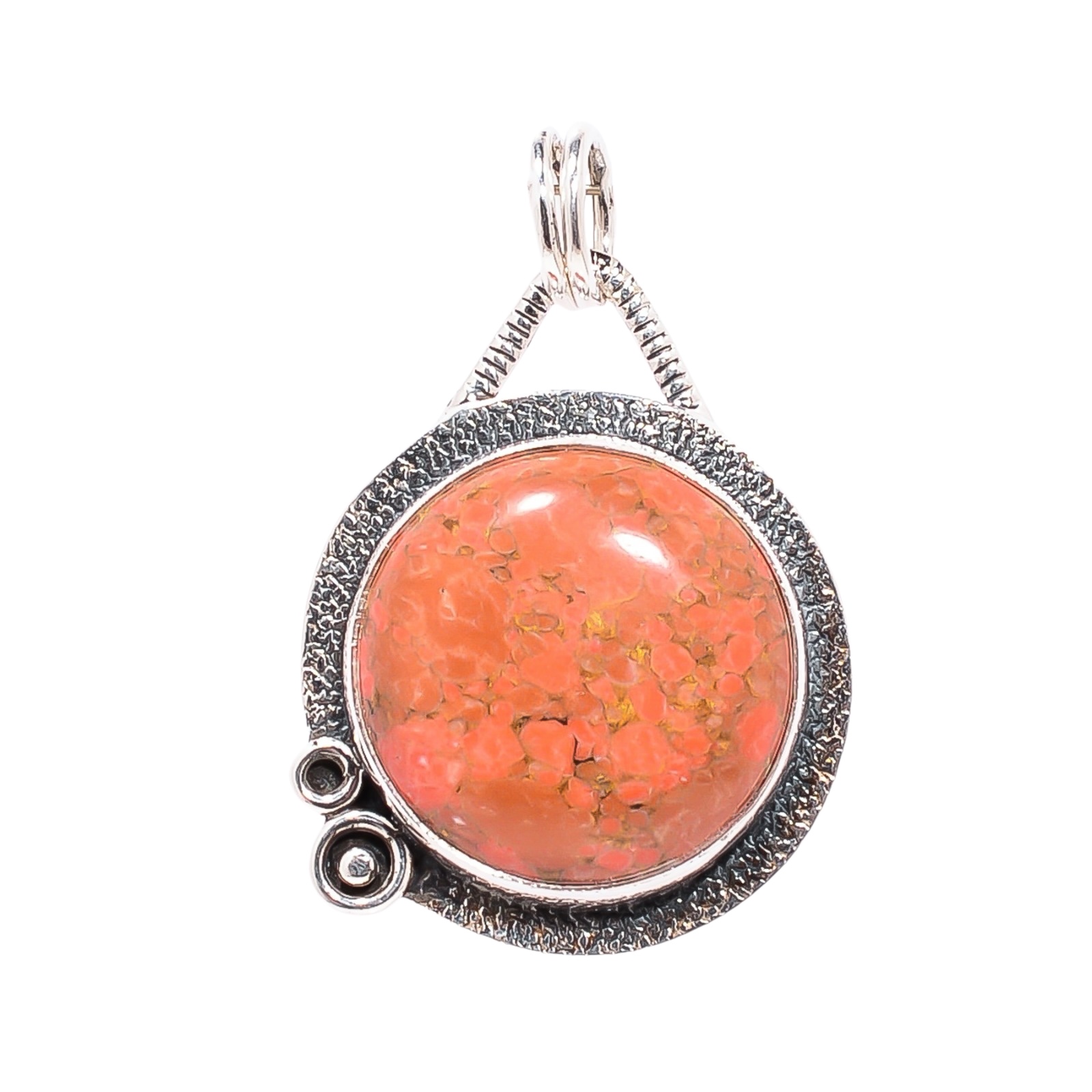 Copper Red Turquoise - Simulated 925 Solid Sterling Silver Pendant