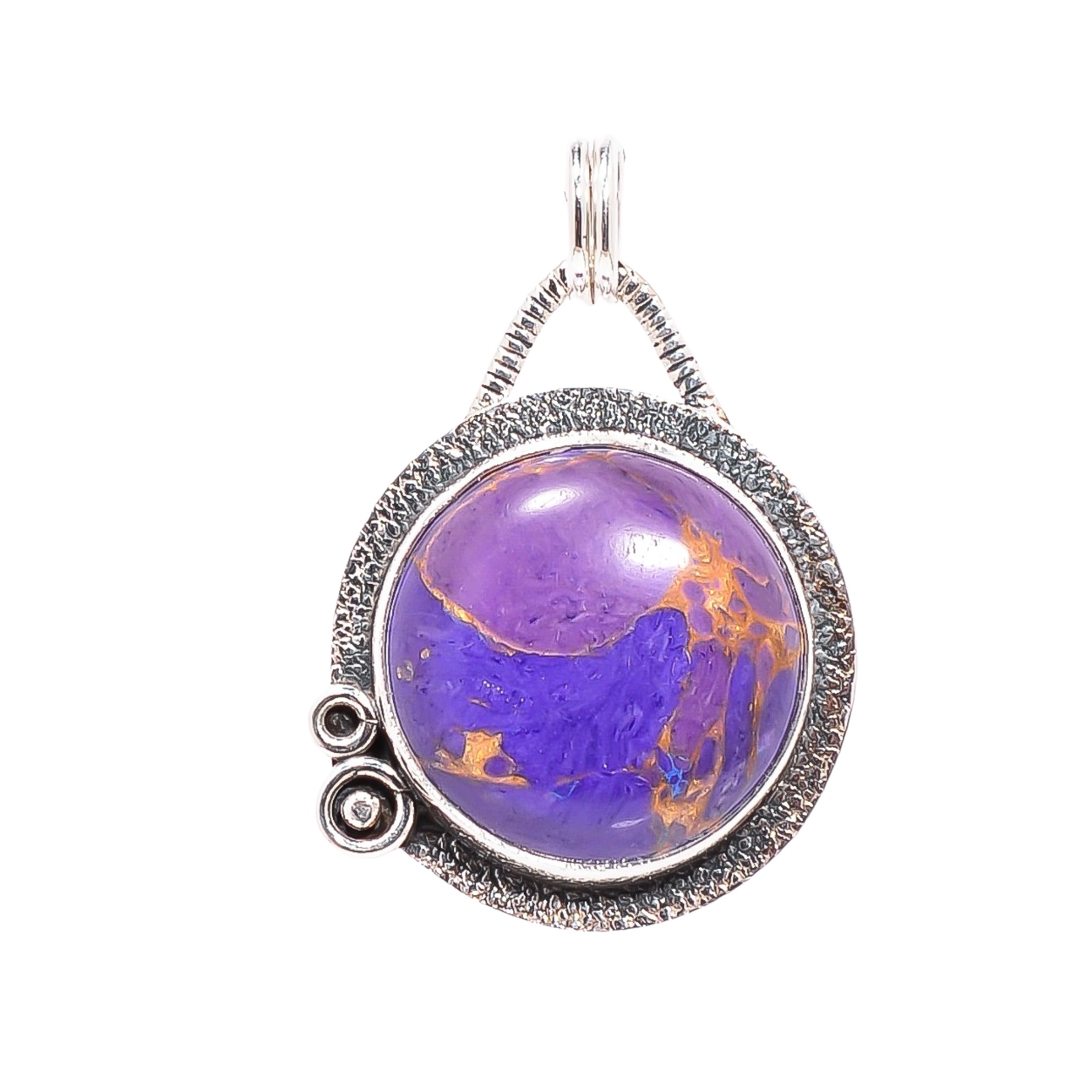 Copper Purple Turquoise - Simulated 925 Solid Sterling Silver Pendant