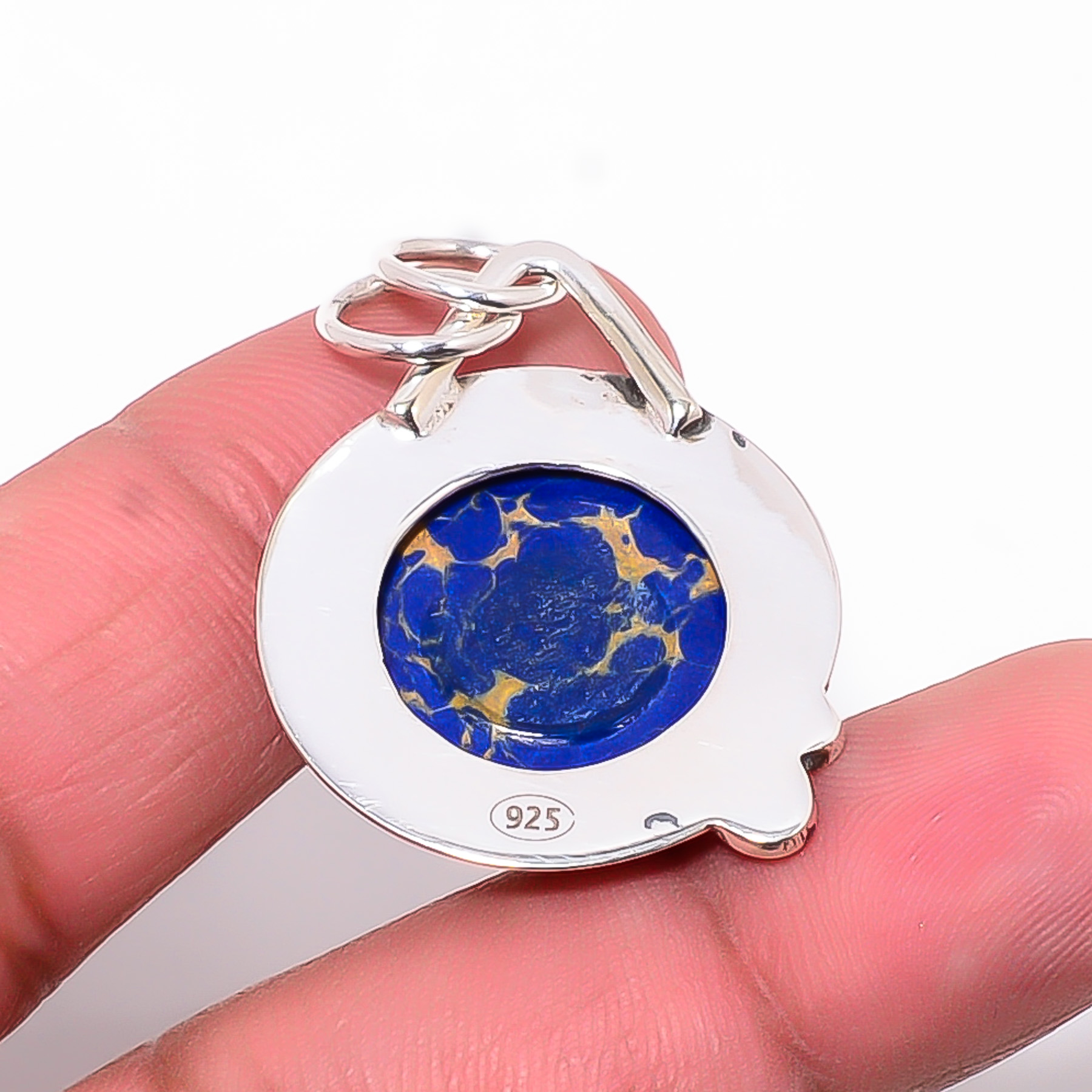 Copper Lapis Lazuli - Simulated 925 Solid Sterling Silver Pendant