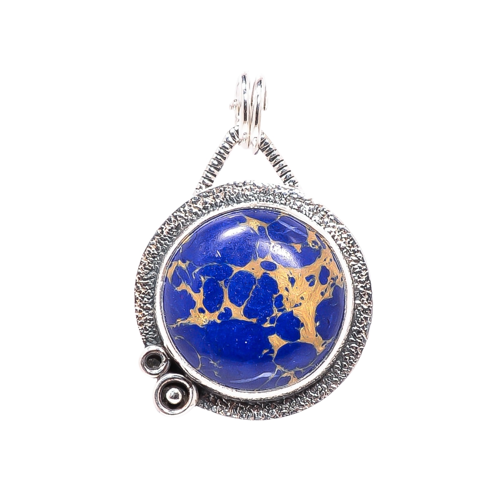 Copper Lapis Lazuli - Simulated 925 Solid Sterling Silver Pendant