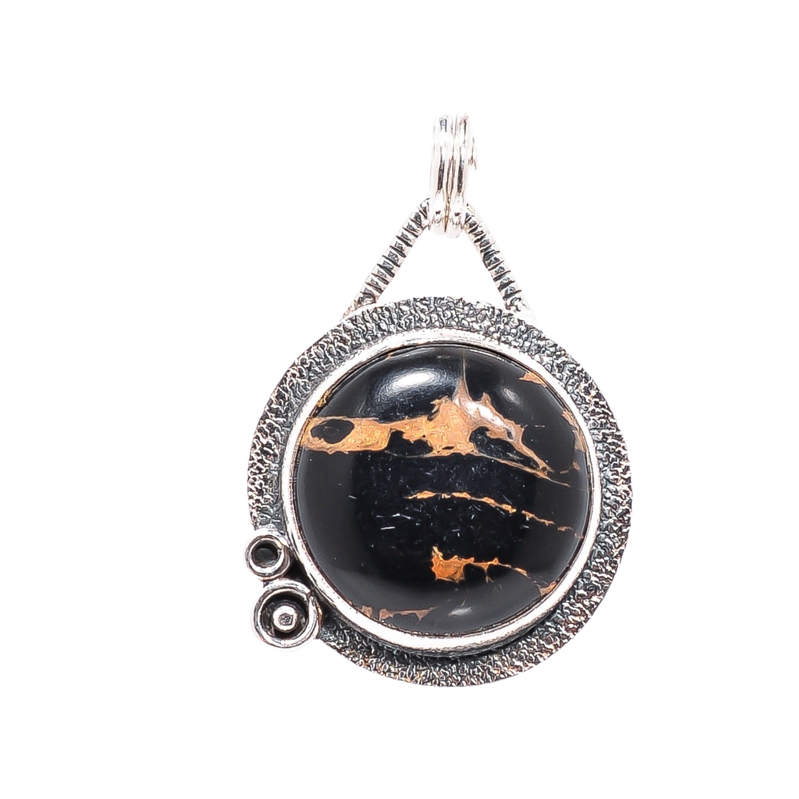 Copper Black Turquoise - Simulated 925 Solid Sterling Silver Pendant