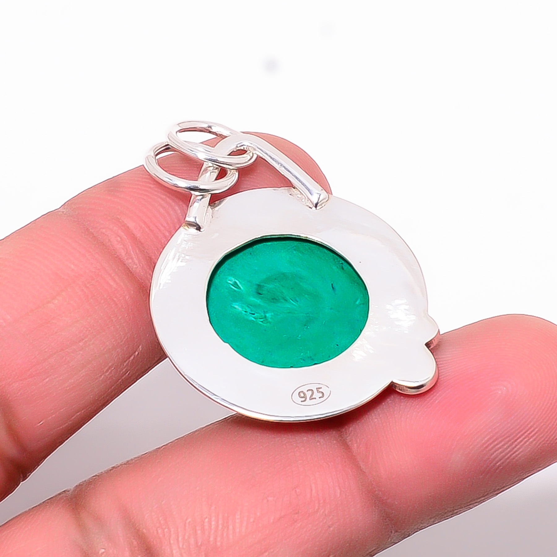 Malachite - Simulated 925 Solid Sterling Silver Pendant