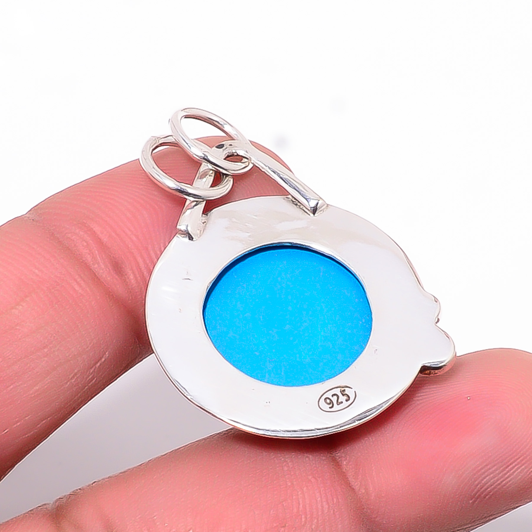 Sleeping Beauty Turquoise - Simulated 925 Solid Sterling Silver Pendant