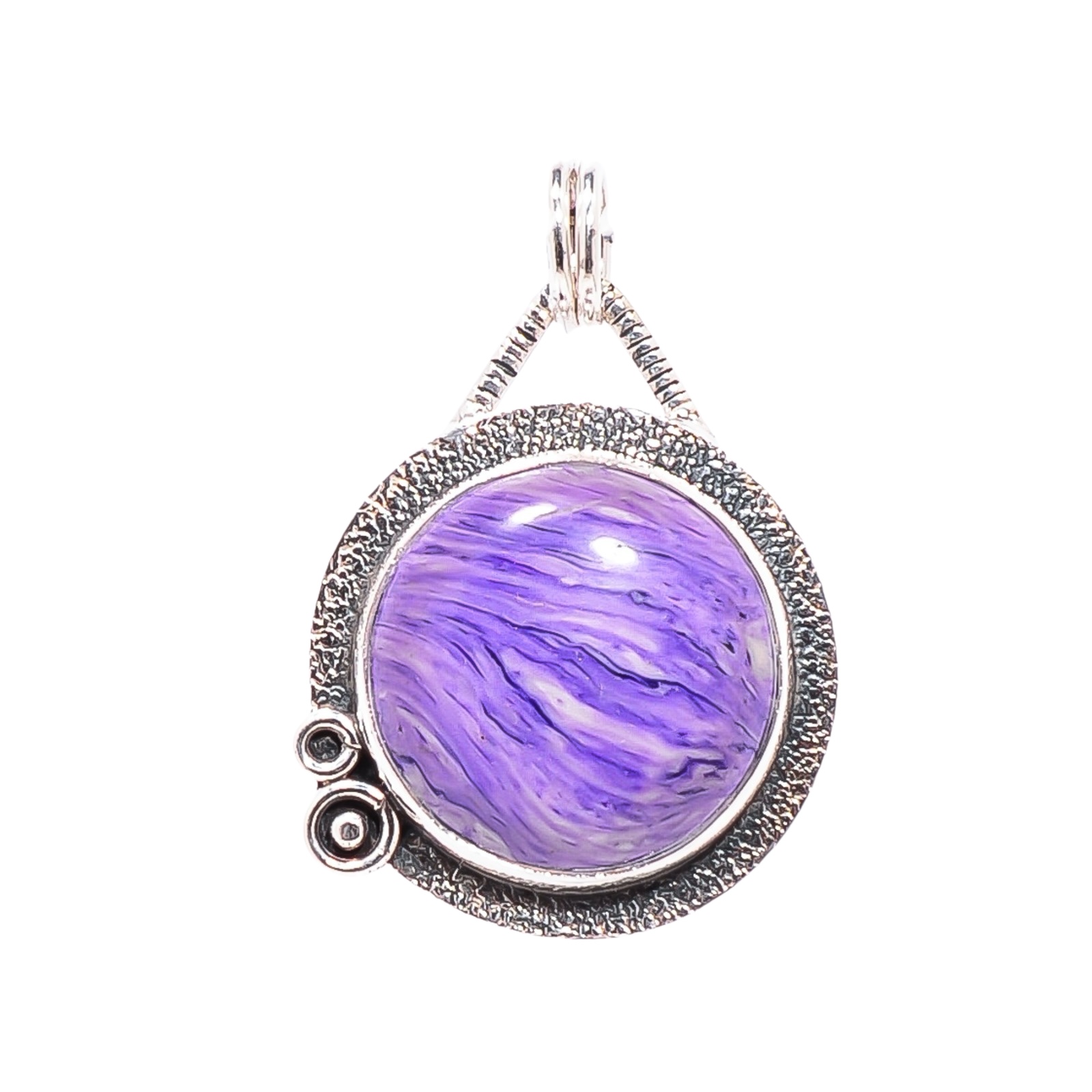 Purple Charoite - Simulated 925 Solid Sterling Silver Pendant