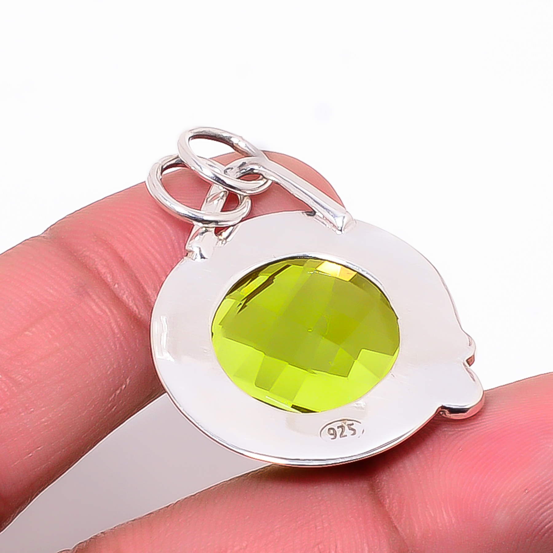 Peridot - Simulated 925 Solid Sterling Silver Pendant