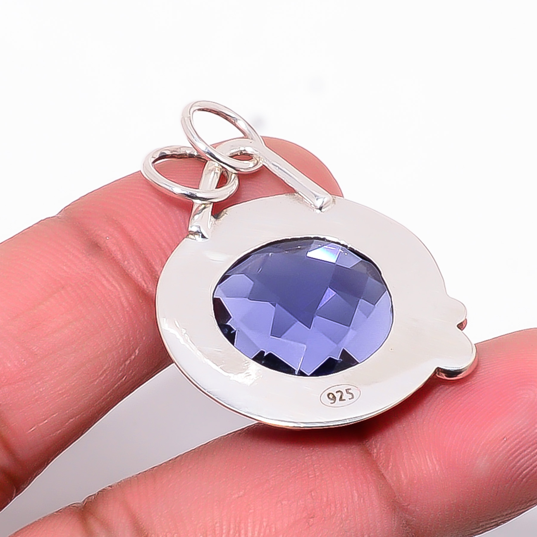 Iolite - Simulated 925 Solid Sterling Silver Pendant