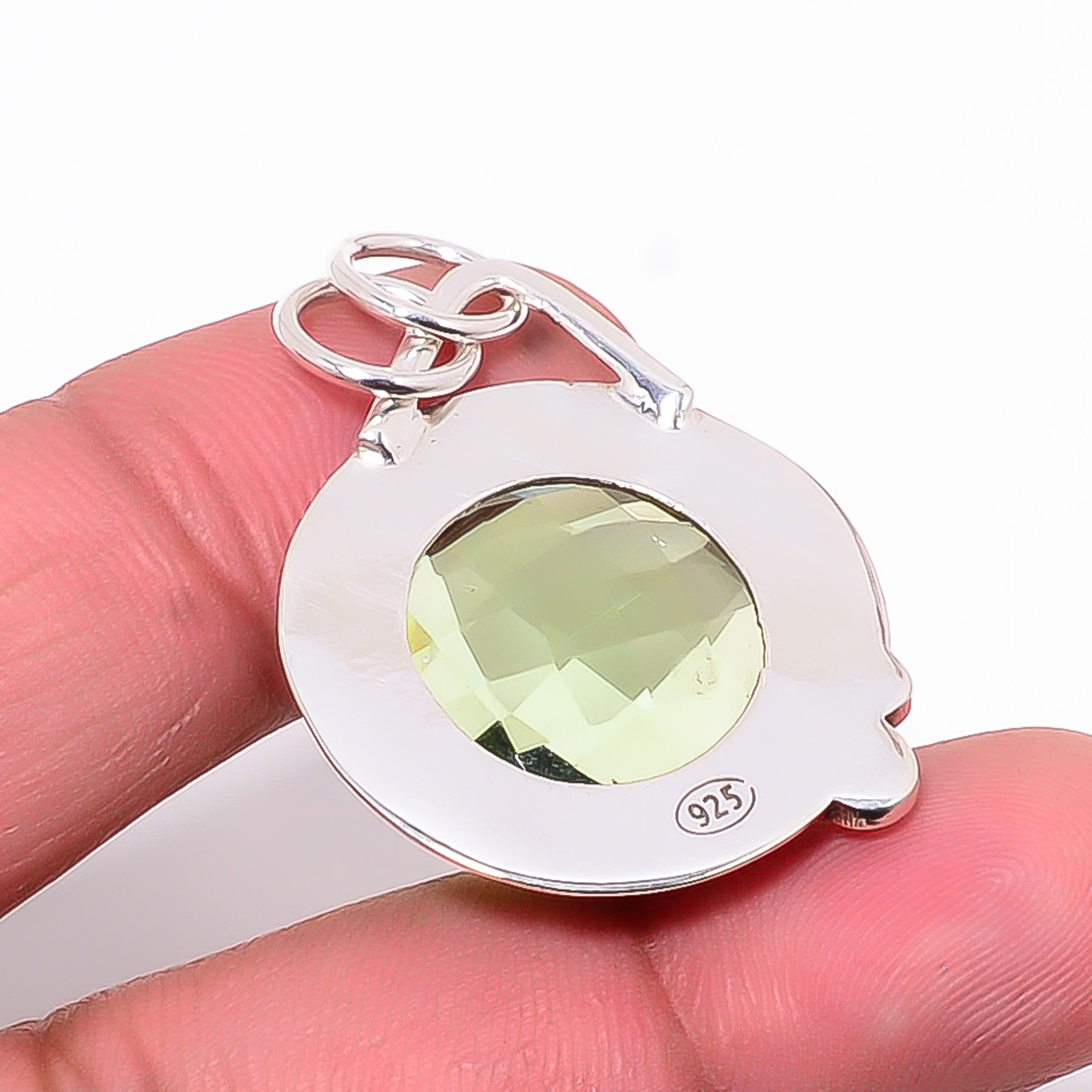 Green Amethyst - Simulated 925 Solid Sterling Silver Pendant