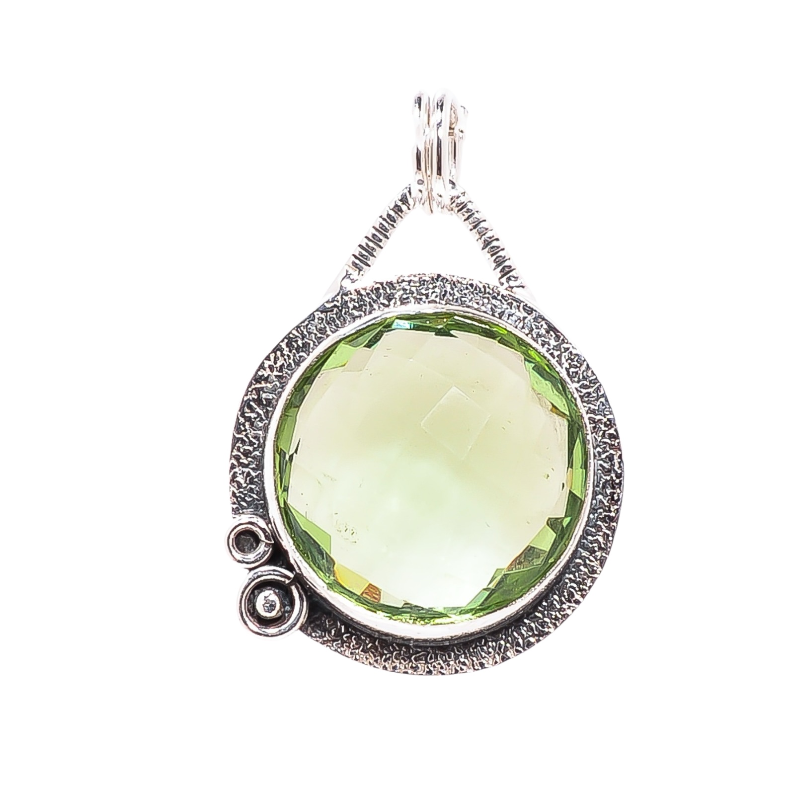 Green Amethyst - Simulated 925 Solid Sterling Silver Pendant