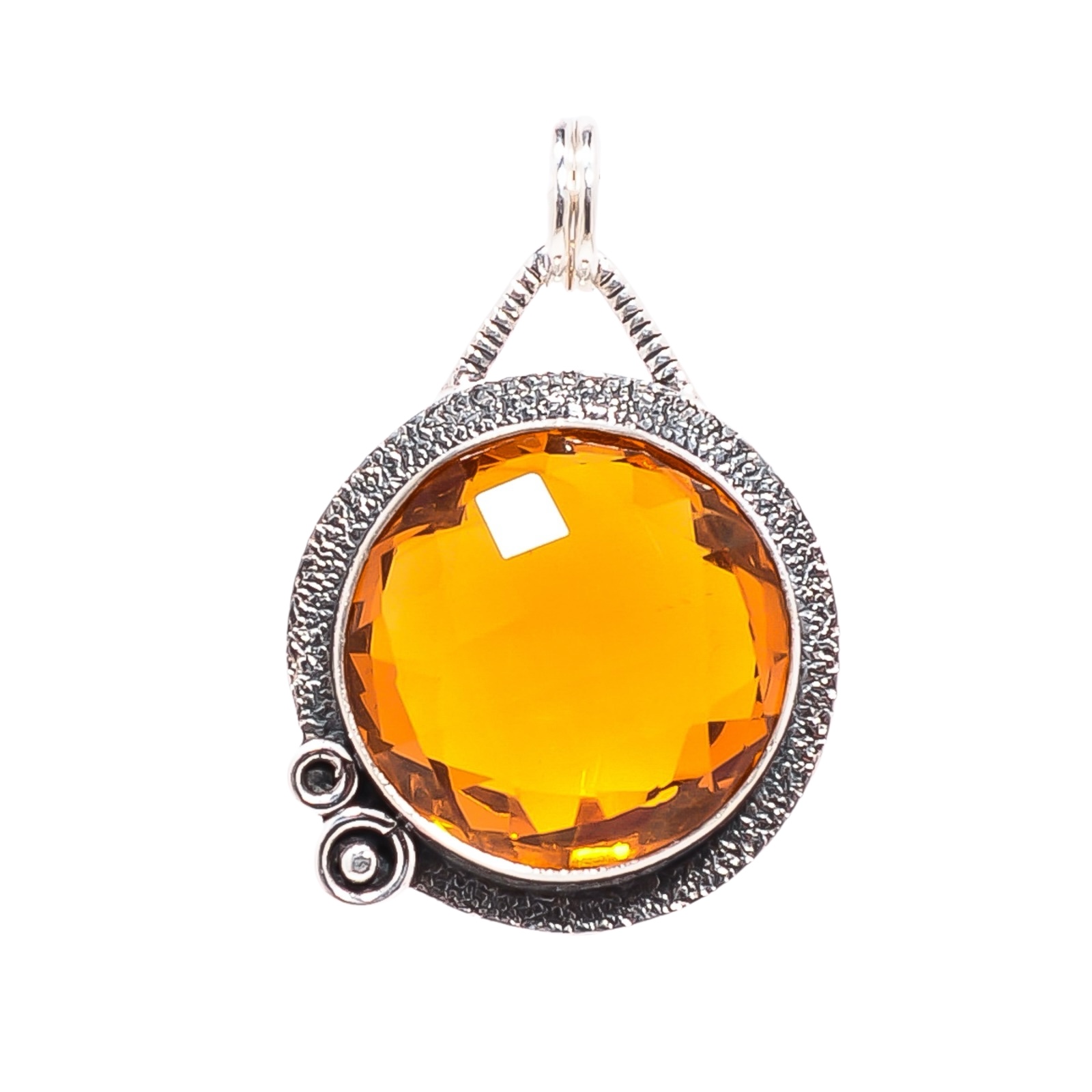 Citrine - Simulated 925 Solid Sterling Silver Pendant