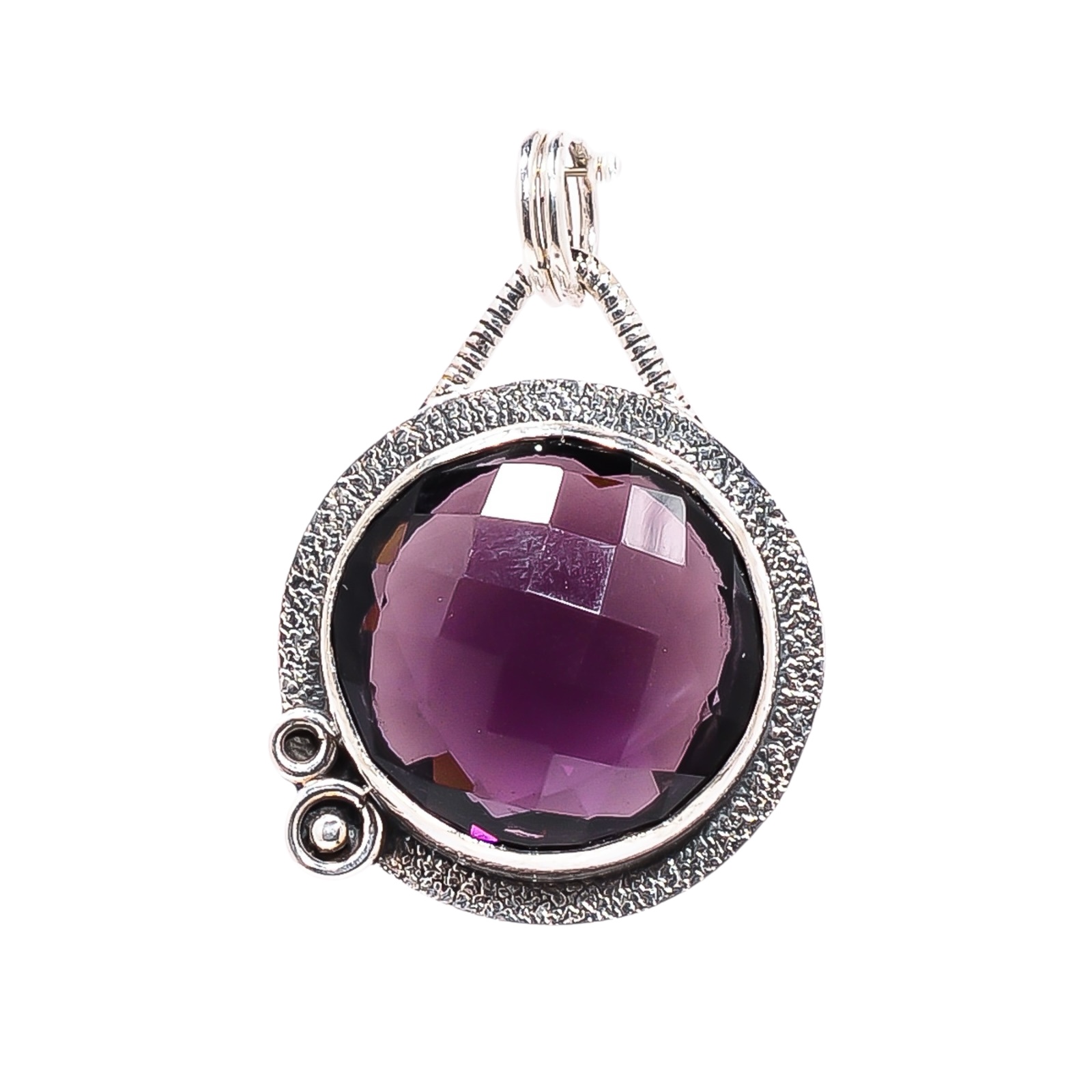 Purple Amethyst - Simulated 925 Solid Sterling Silver Pendant
