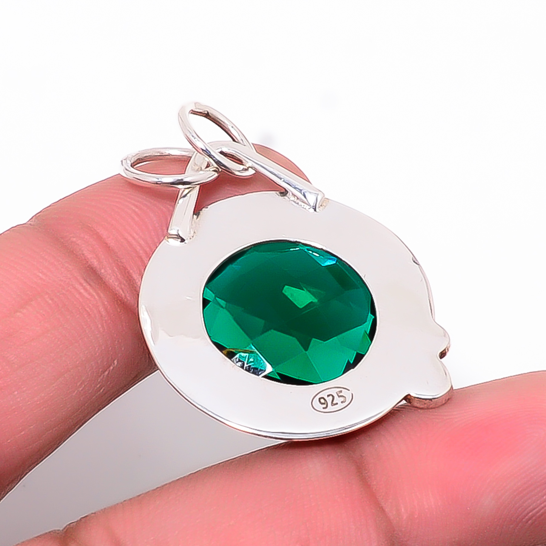 Chrome Diopside - Simulated 925 Solid Sterling Silver Pendant