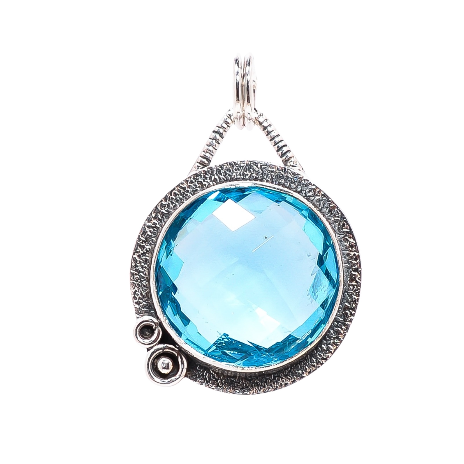 Blue Topaz - Simulated 925 Solid Sterling Silver Pendant