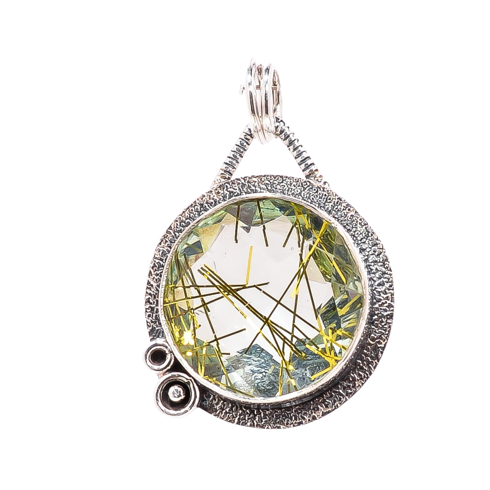 Golden Rutilated Quartz - Simulated 925 Solid Sterling Silver Pendant