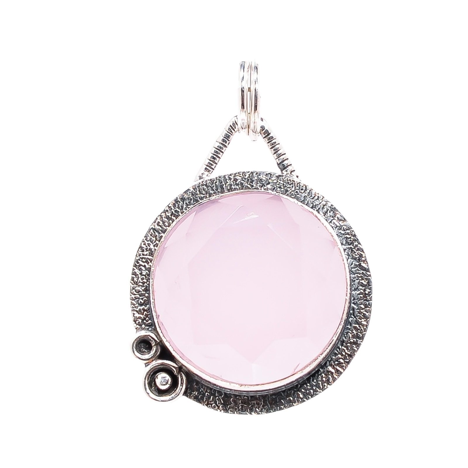 Milky Pink Opal - Simulated 925 Solid Sterling Silver Pendant