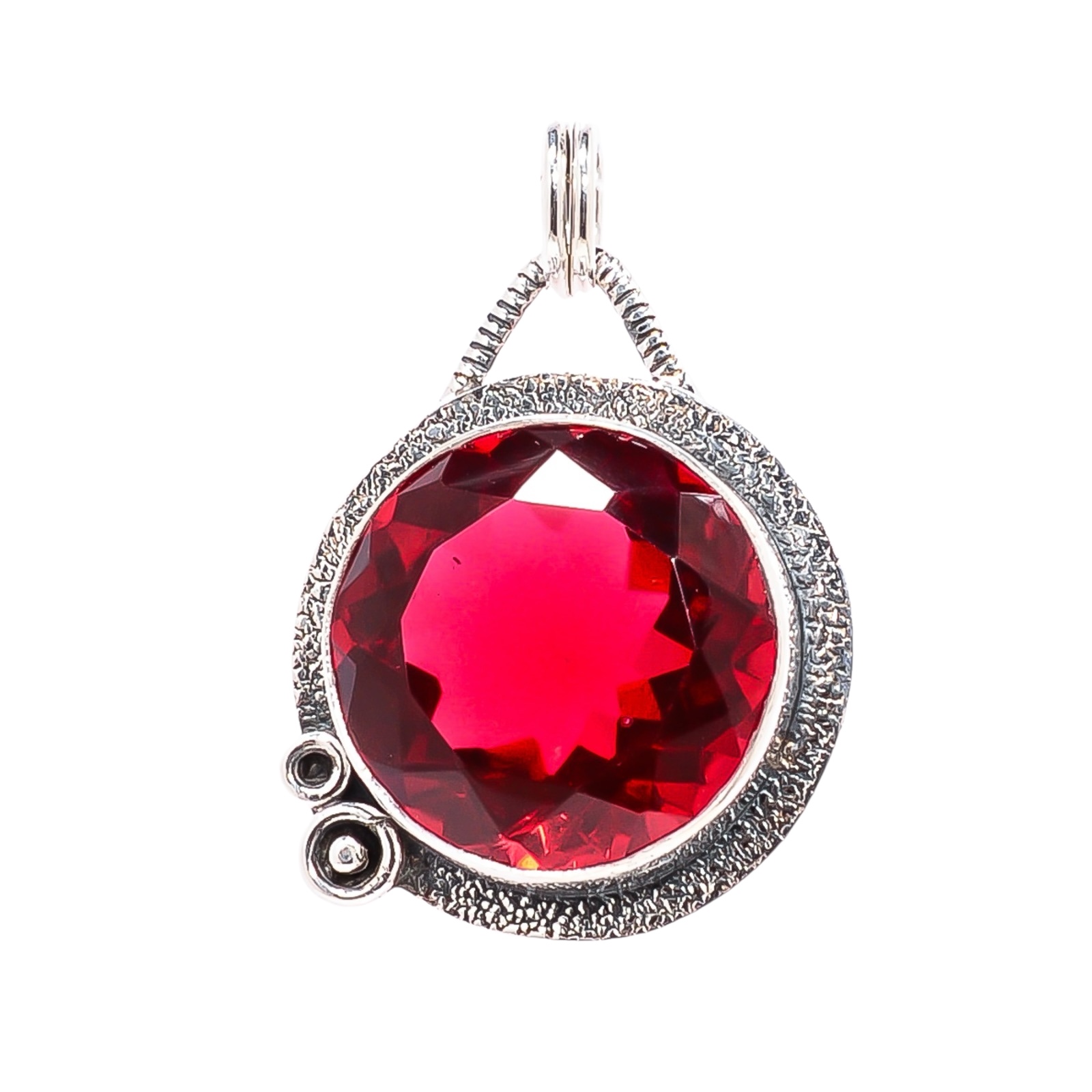 Pink Rubellite Tourmaline - Simulated 925 Solid Sterling Silver Pendant