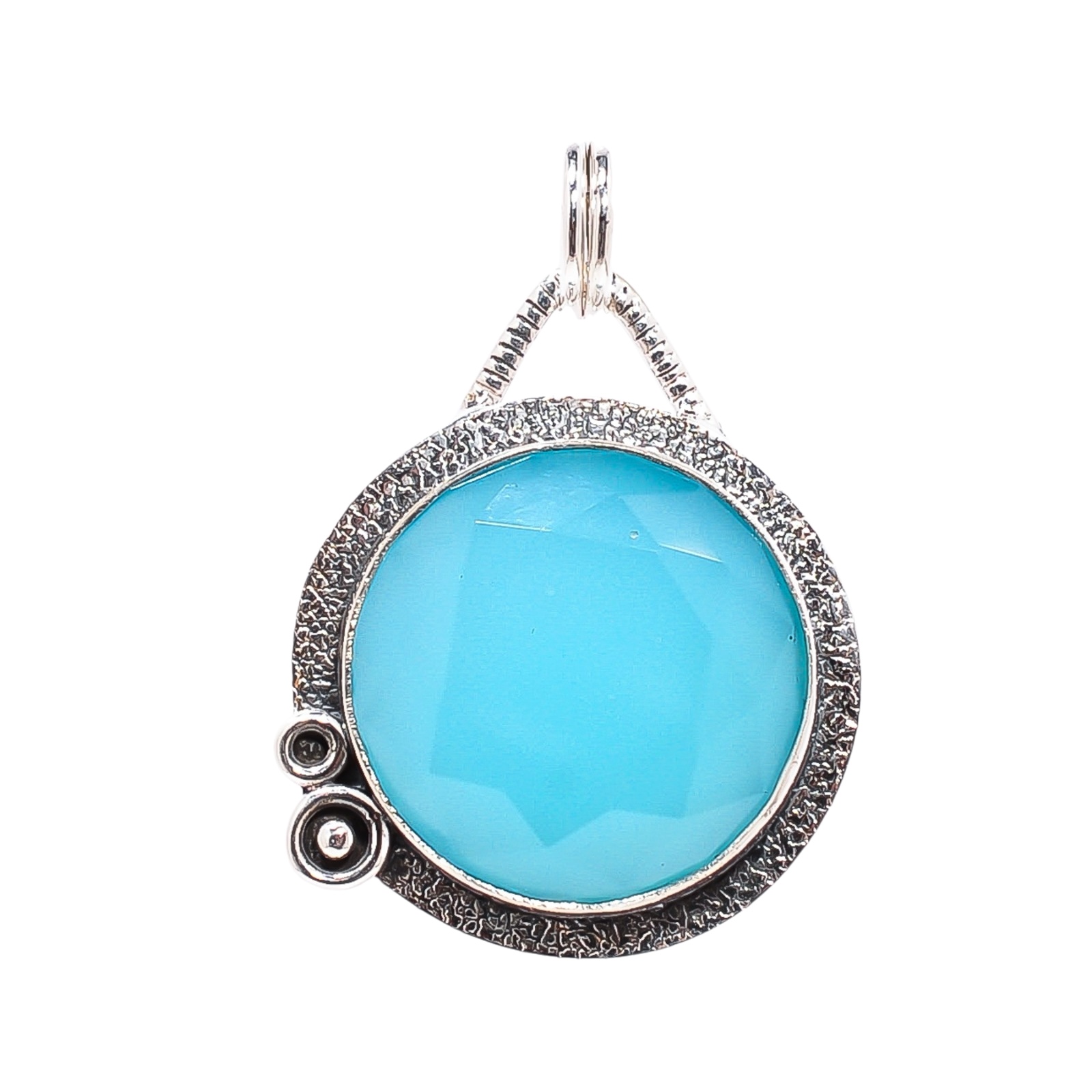 Aqua Chalcedony - Simulated 925 Solid Sterling Silver Pendant