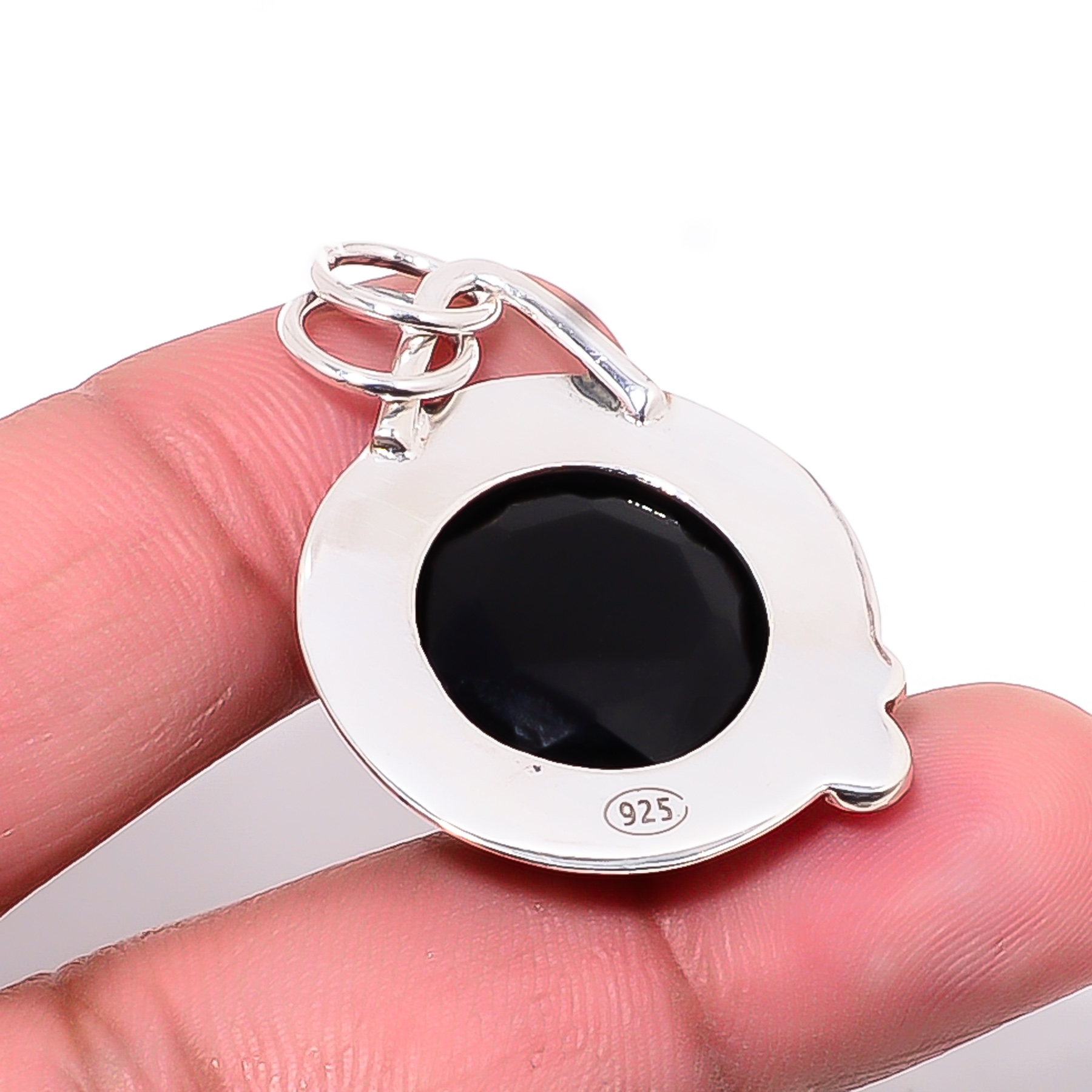 Black Onyx - Simulated 925 Solid Sterling Silver Pendant