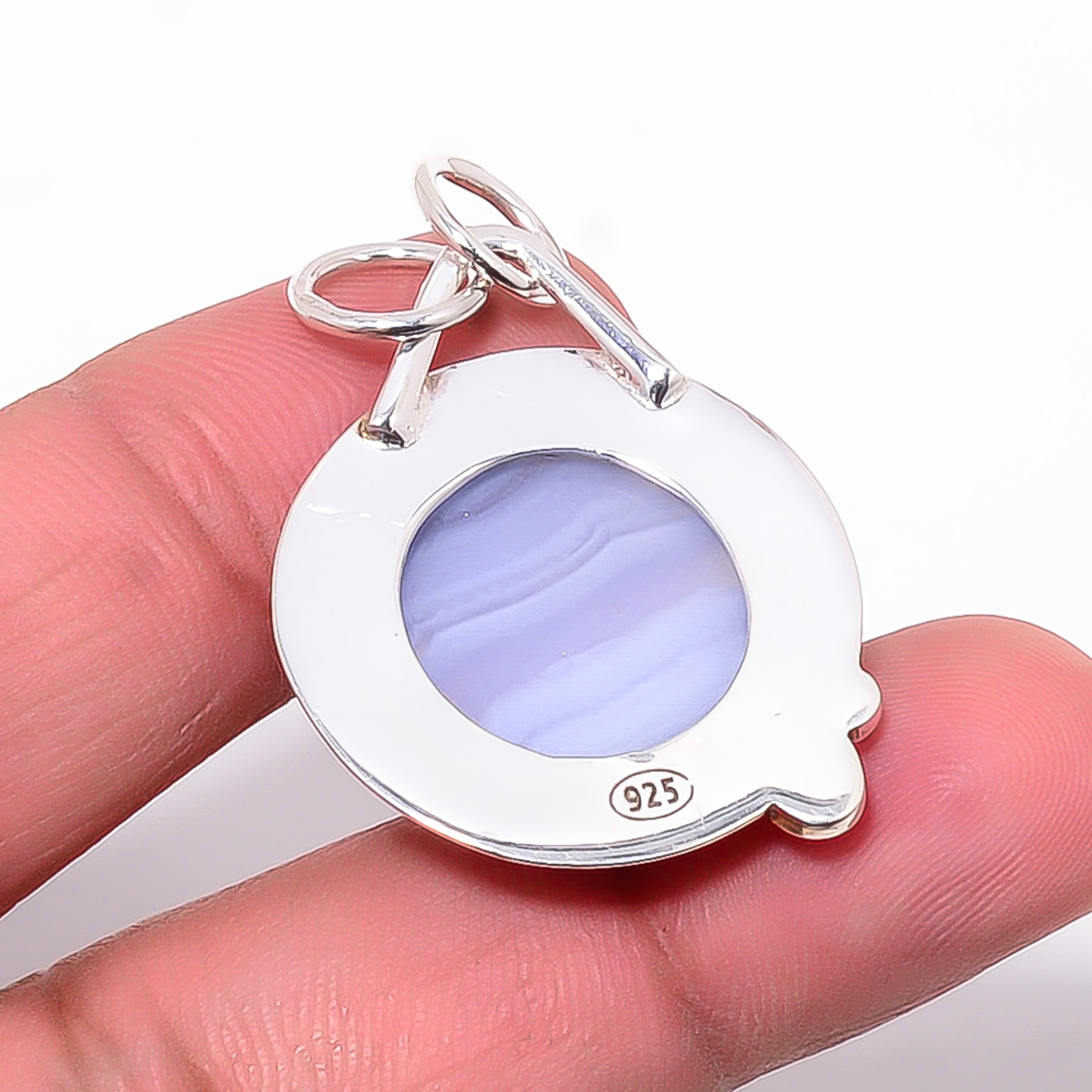 Blue Lace Agate - Namibia 925 Solid Sterling Silver Pendant