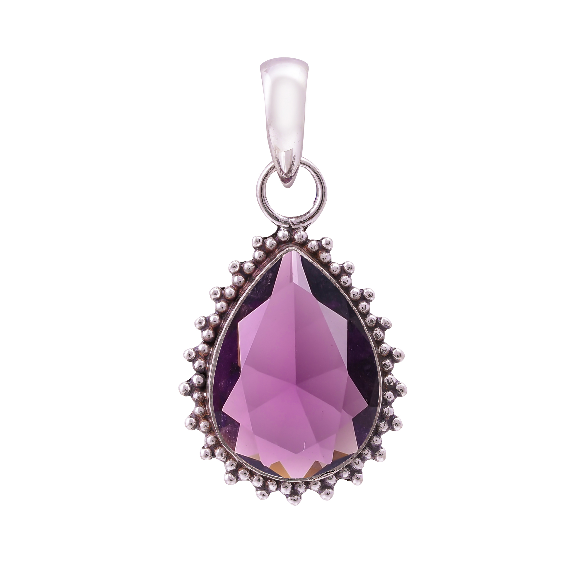 Purple Amethyst - Simulated 925 Solid Sterling Silver Pendant