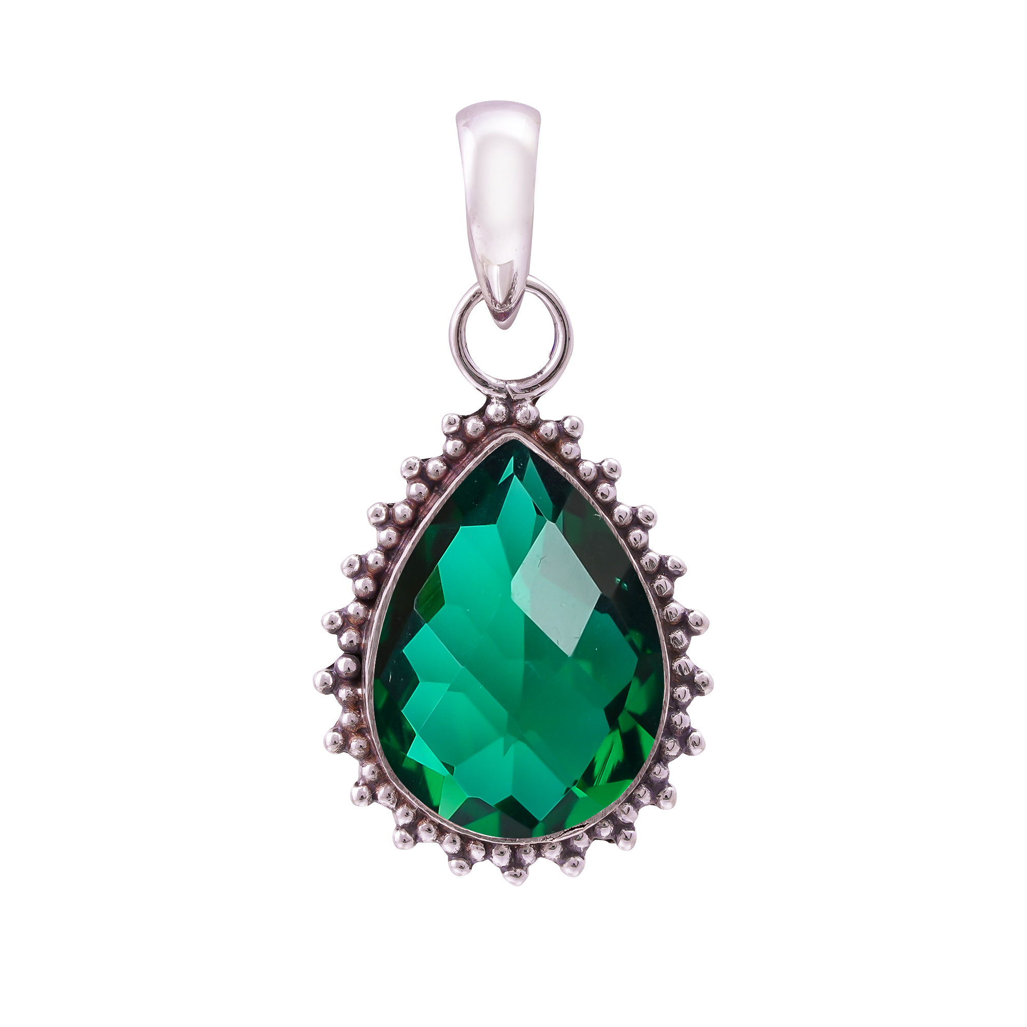 Chrome Diopside - Simulated 925 Solid Sterling Silver Pendant
