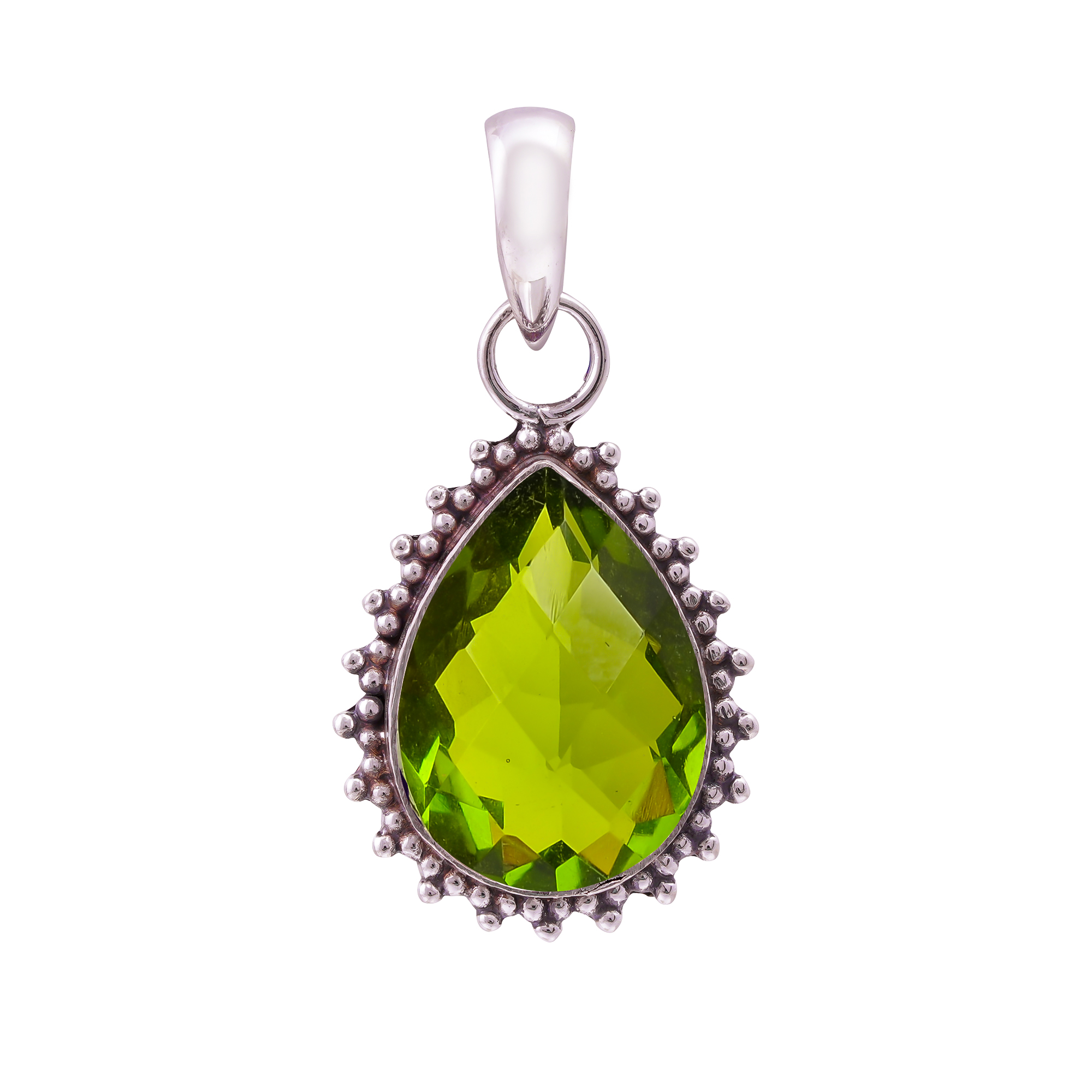 Peridot - Simulated 925 Solid Sterling Silver Pendant